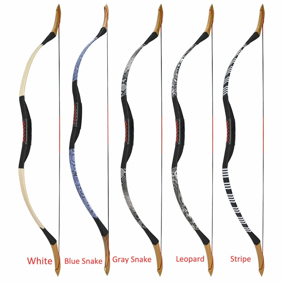 Arc Longbow Traditionnel en Bois et Cuir 25-40 lbs Tir à l'Arc