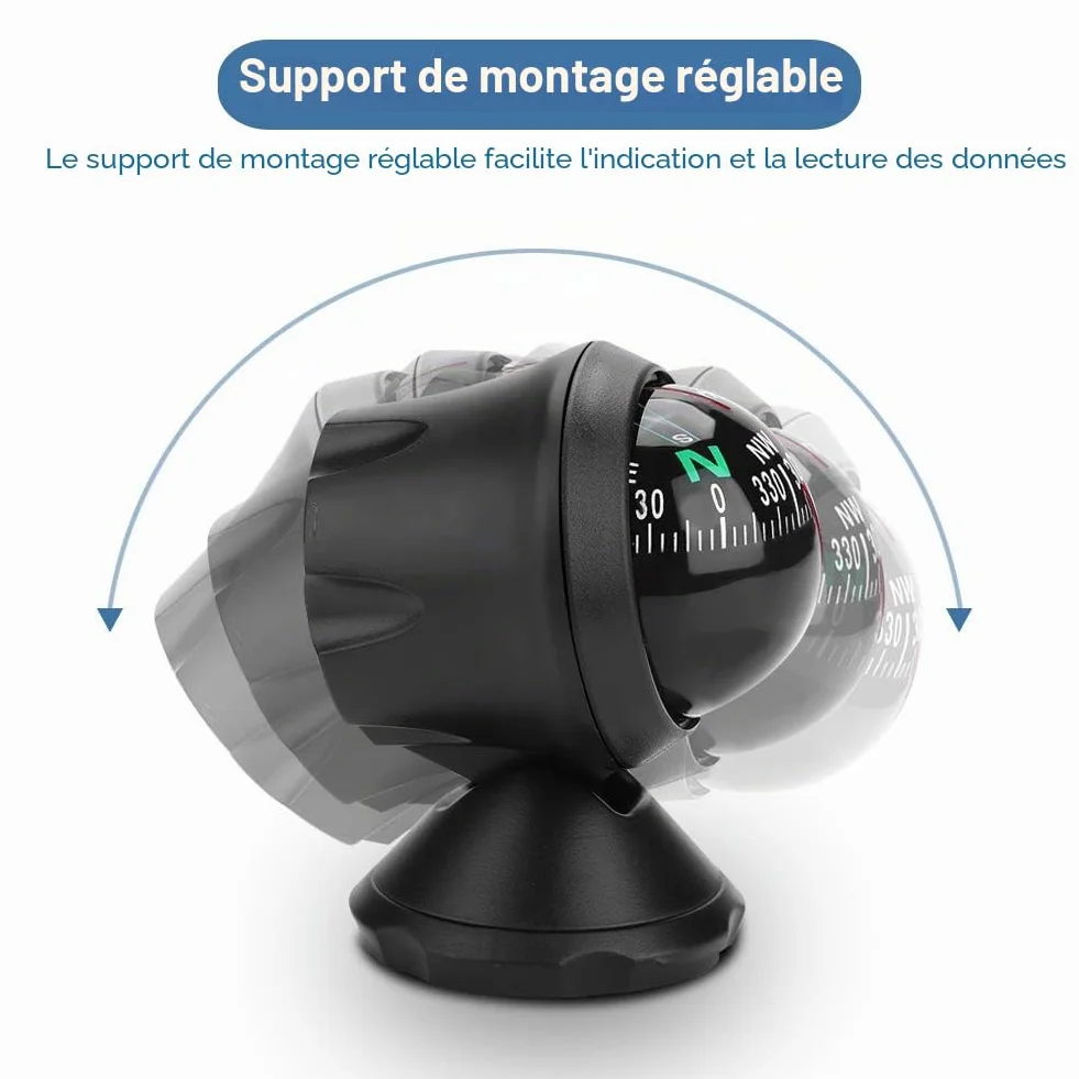 Boussole de Navigation Numérique Marine Noire pour Bateau, Voiture, Camion