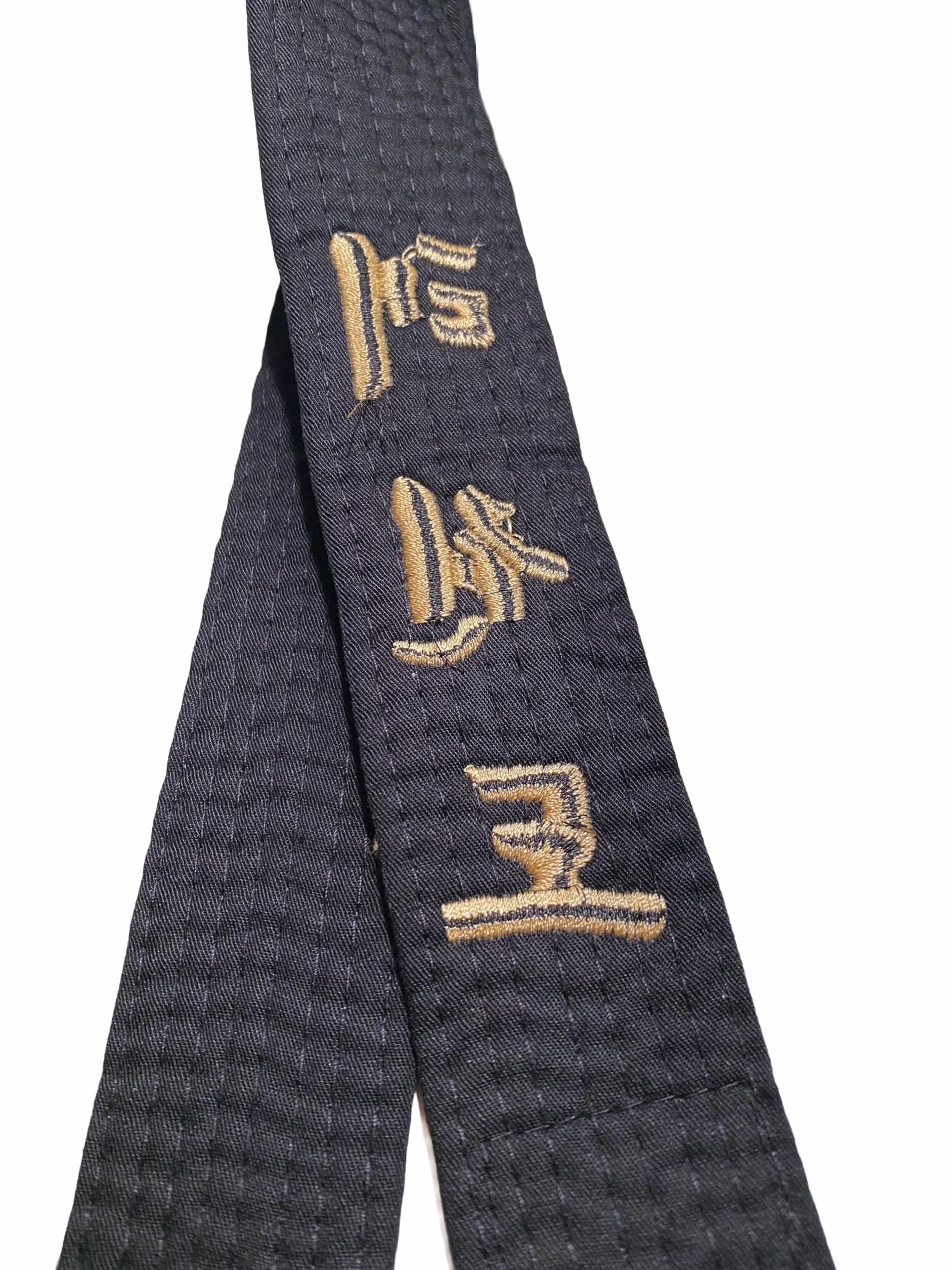 Ceinture noire de karaté Shotokan Kanji brodée dorée