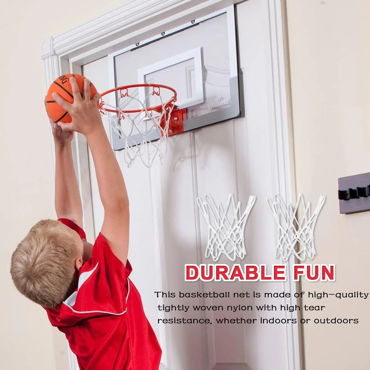 Filet Panier Basket Extérieur Mini Basketball Net de Remplacement Résistant aux Intempéries 2 Pièces Blanc