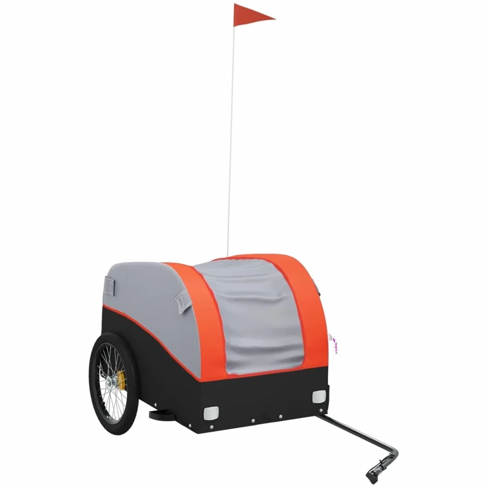 Remorque de Vélo vidaXL Chariot de Transport avec Barre d'Attelage 45 kg Noir et Orange