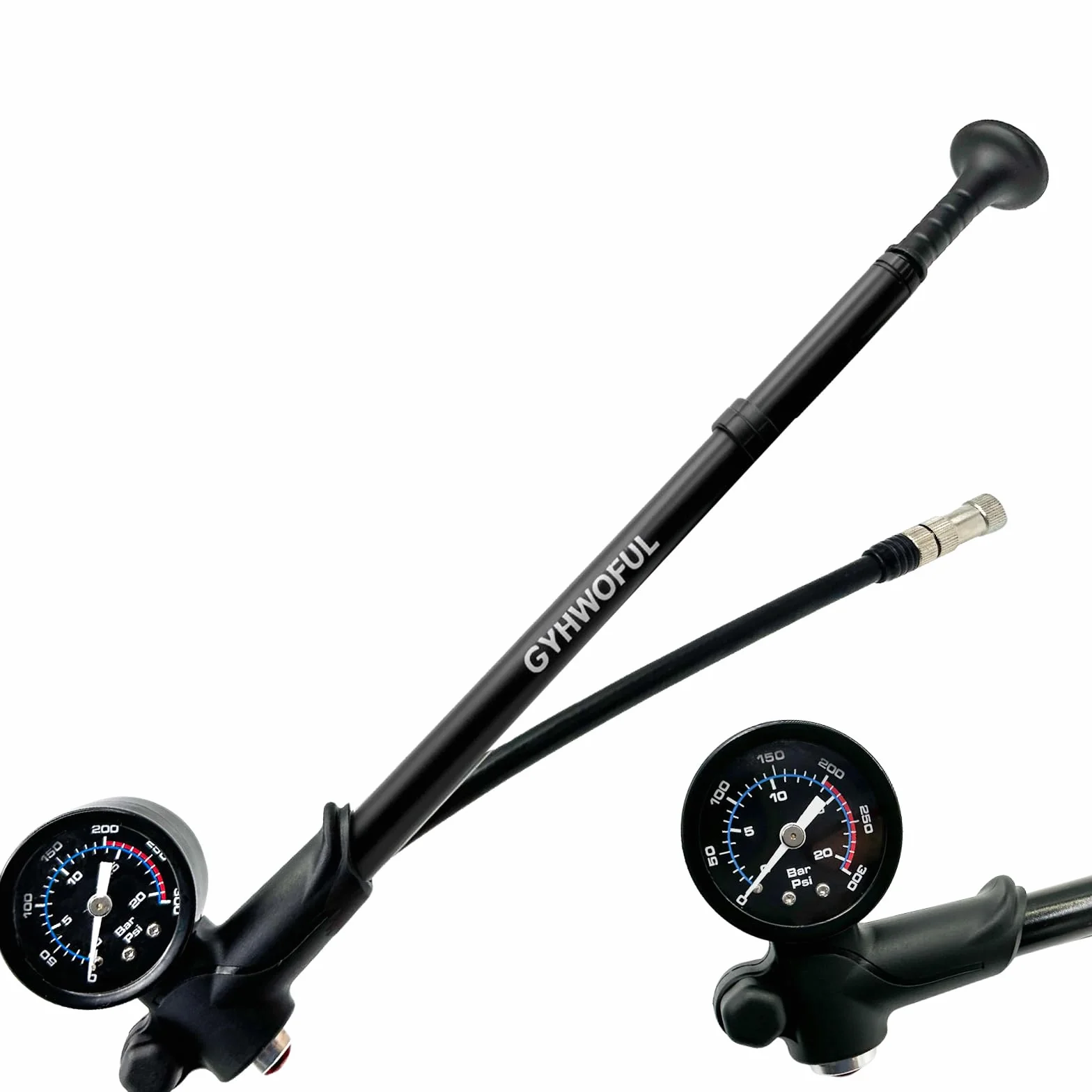Pompe Haute Pression VTT 3 en 1 300 PSI – Pompe à Fourche, Suspension Arrière et Pneus avec Manomètre