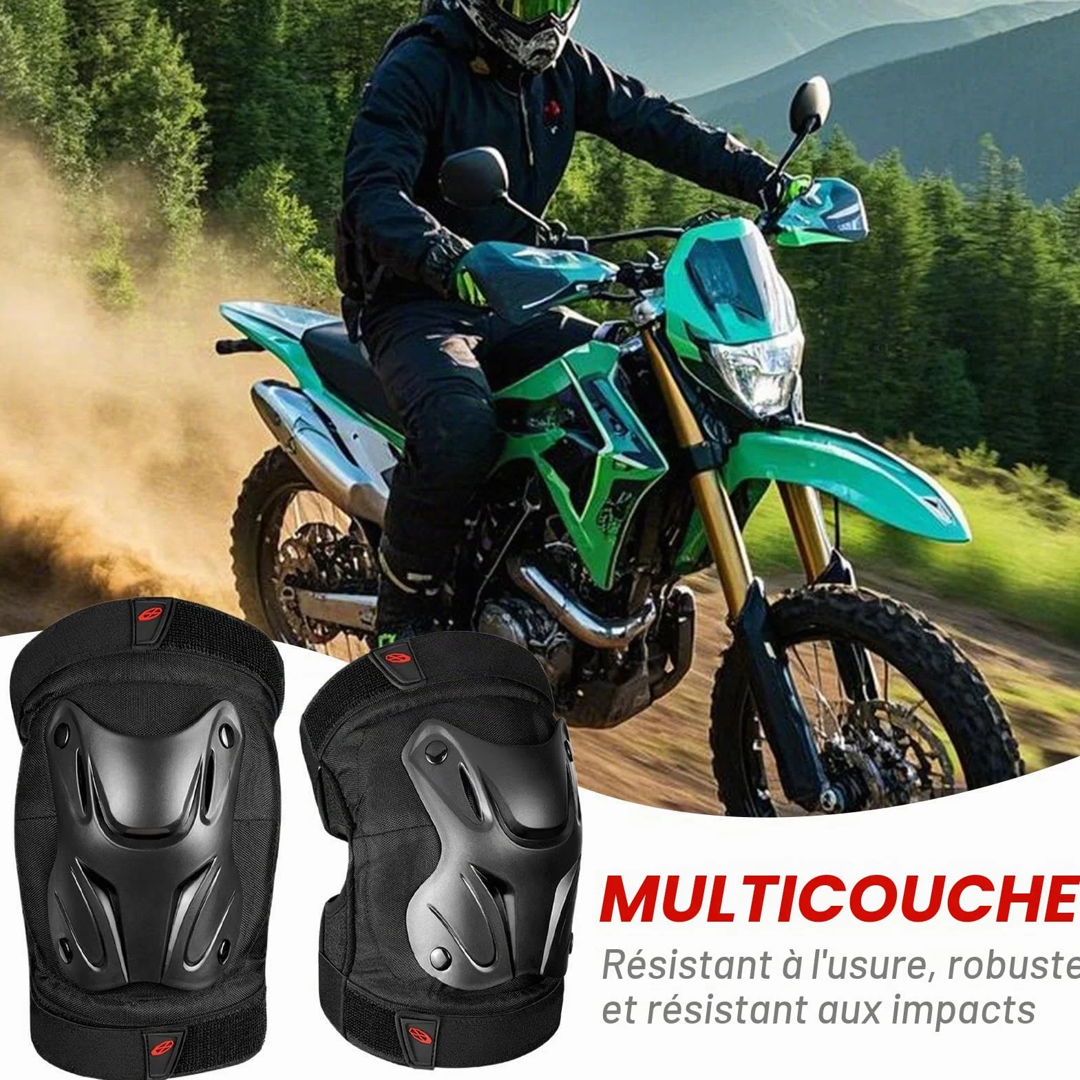 Protège-tibias réglables pour moto, coudières et genouillères adultes - Équipement de protection moto, roller, skateboard