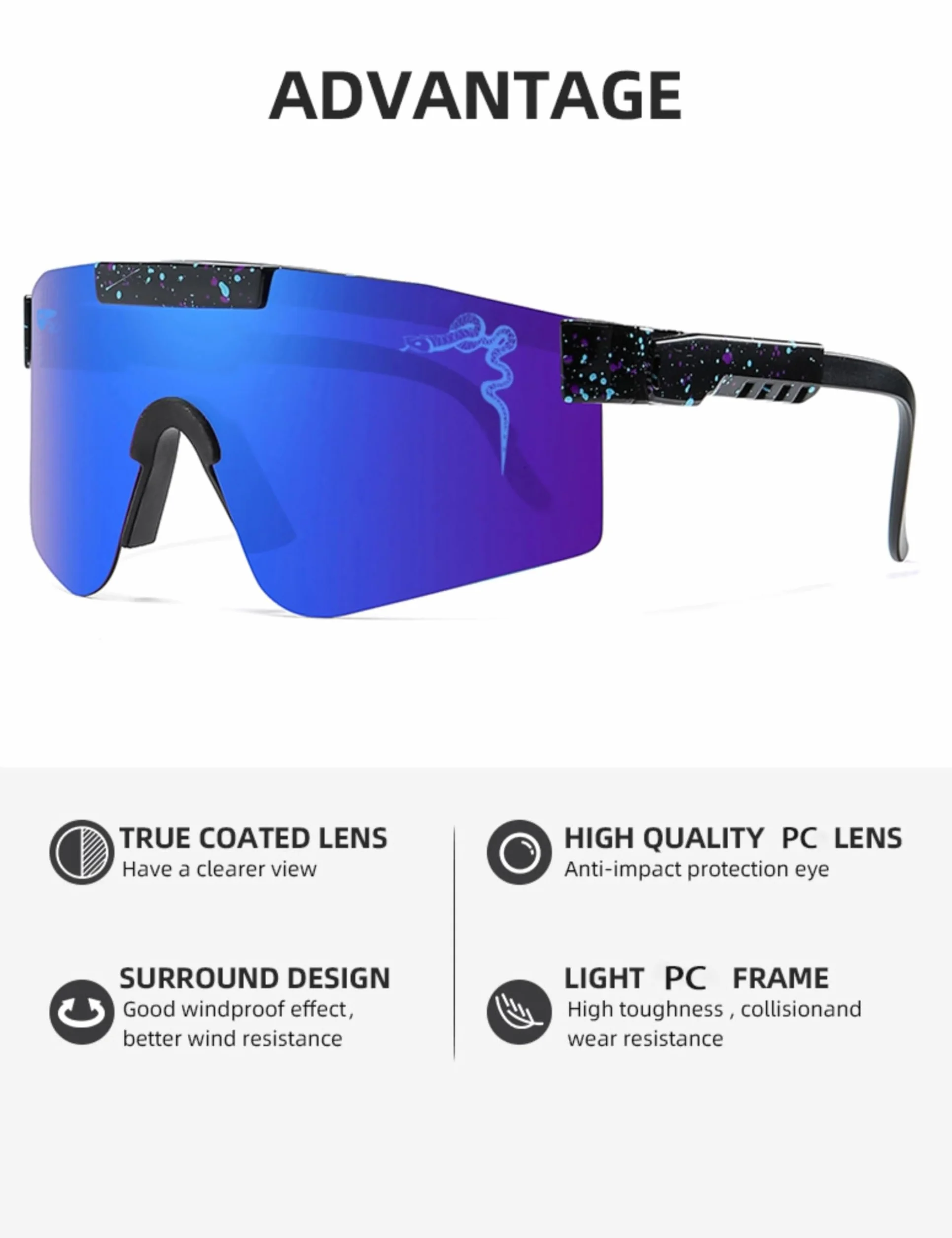 Lunettes de soleil cyclisme course à pied bras amovibles lentille polycarbonate sport plein air