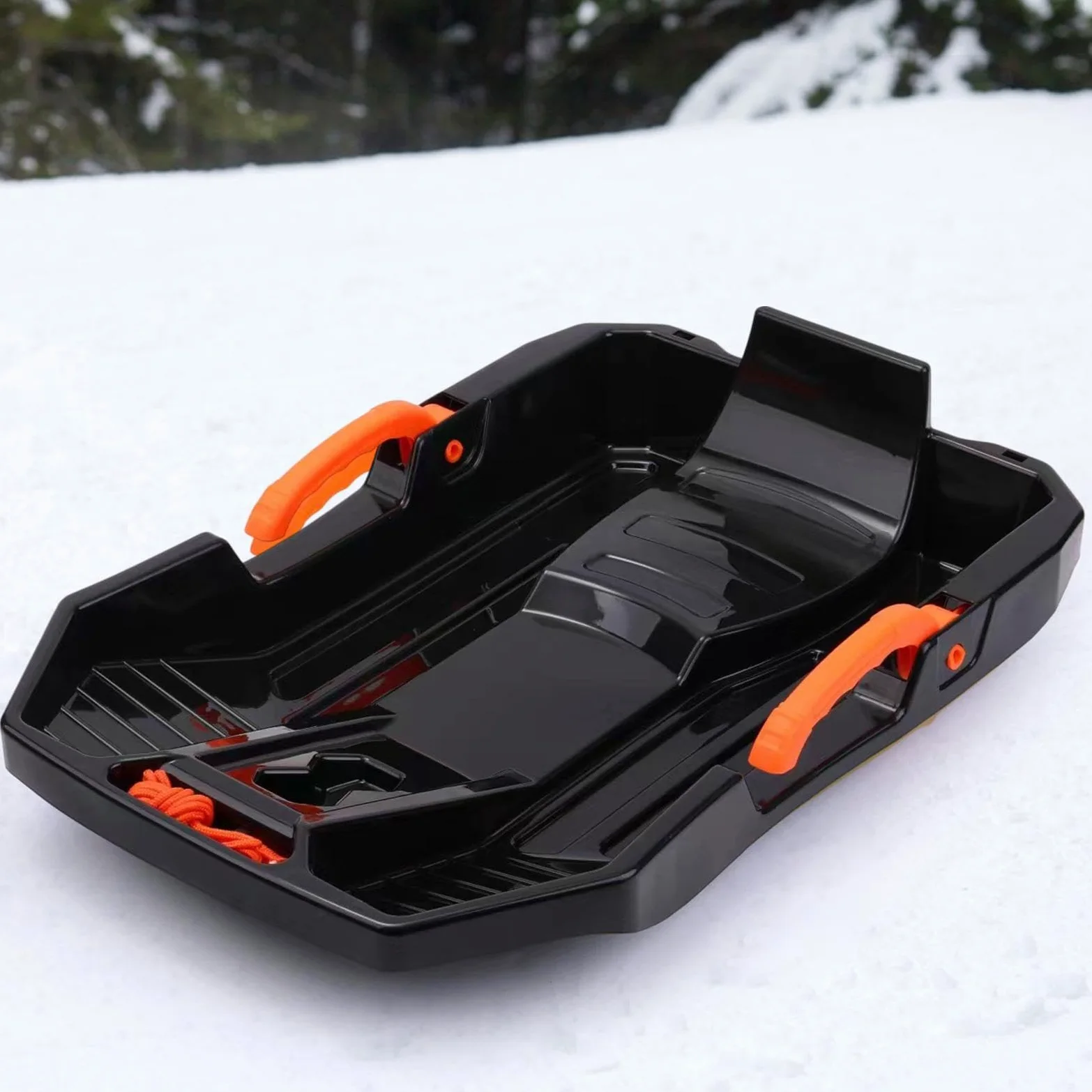 Luge pour Enfants Luge de Descente Neige Traîneau Portatif Poignée de Frein Légère et Solide Modèle avec Corde de Traction Adaptée Aux Sorties Hiverna