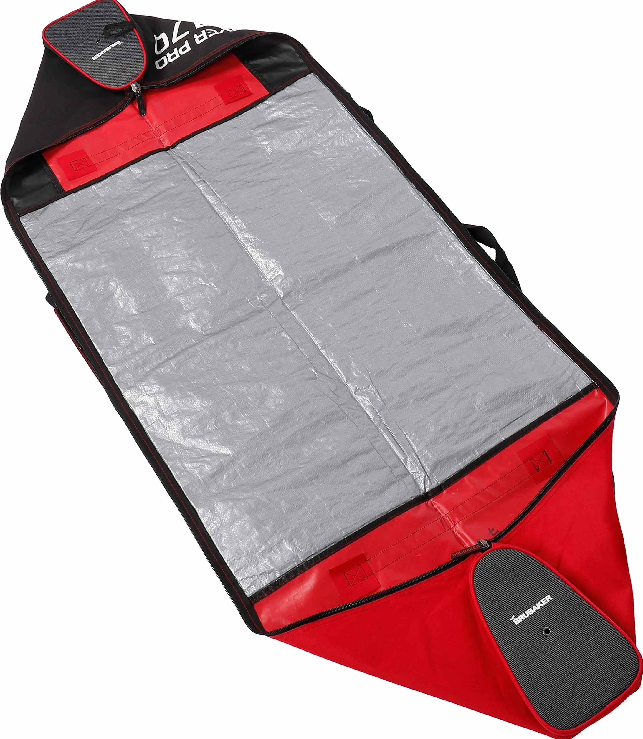 BRUBAKER Sac à Chaussures de Ski Super Function et Housse à Skis Carver Pro 170 cm Noir/Rouge
