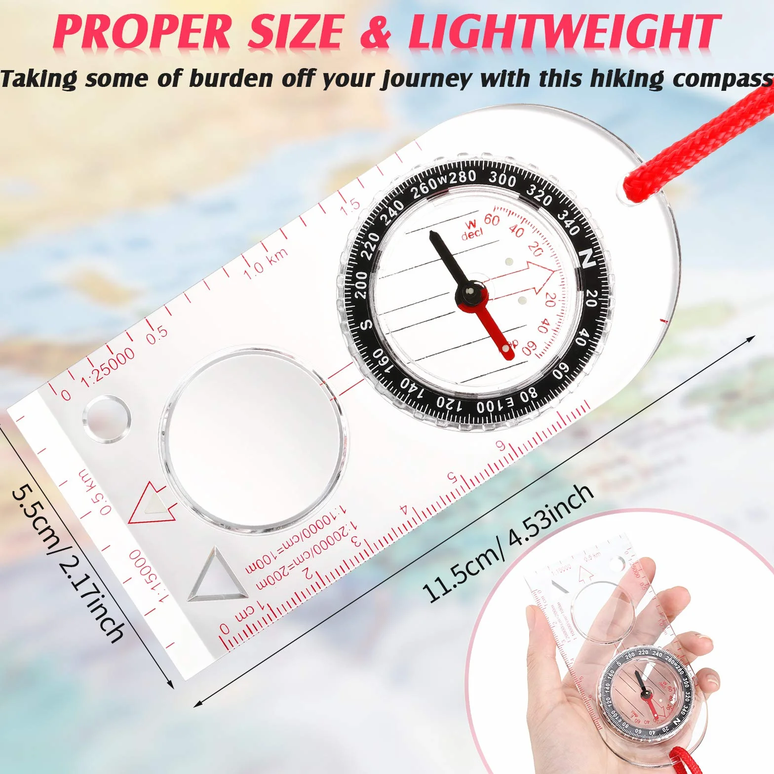 Boussole de Navigation avec Déclinaison Réglable pour Randonnée et Survie