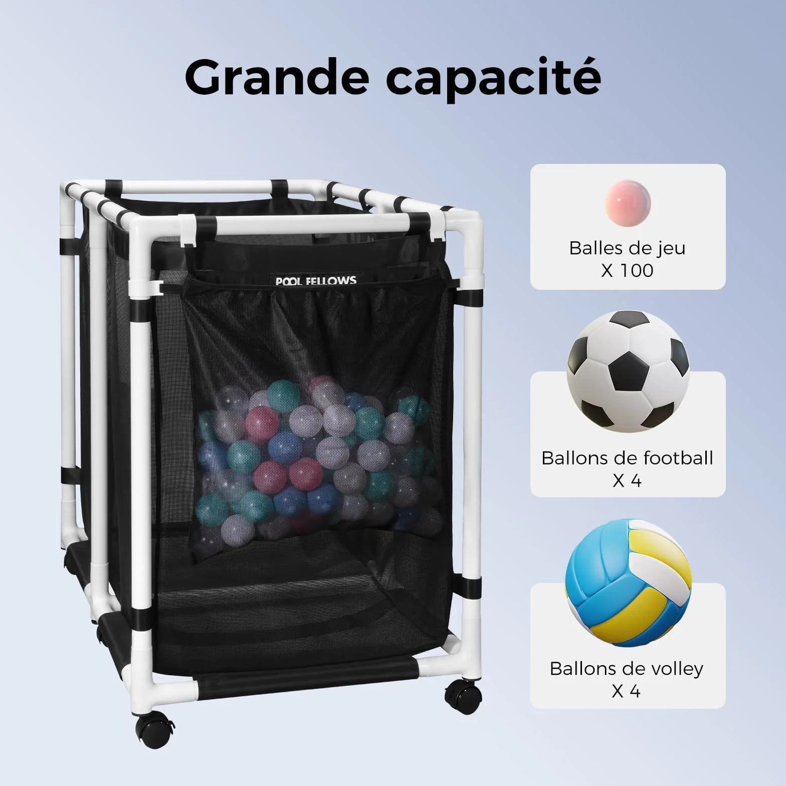 Poche latérale en Maille élastique pour bac de Rangement de Piscine, Sac à Suspendre, Organiseur étendu pour Accessoires de Piscine