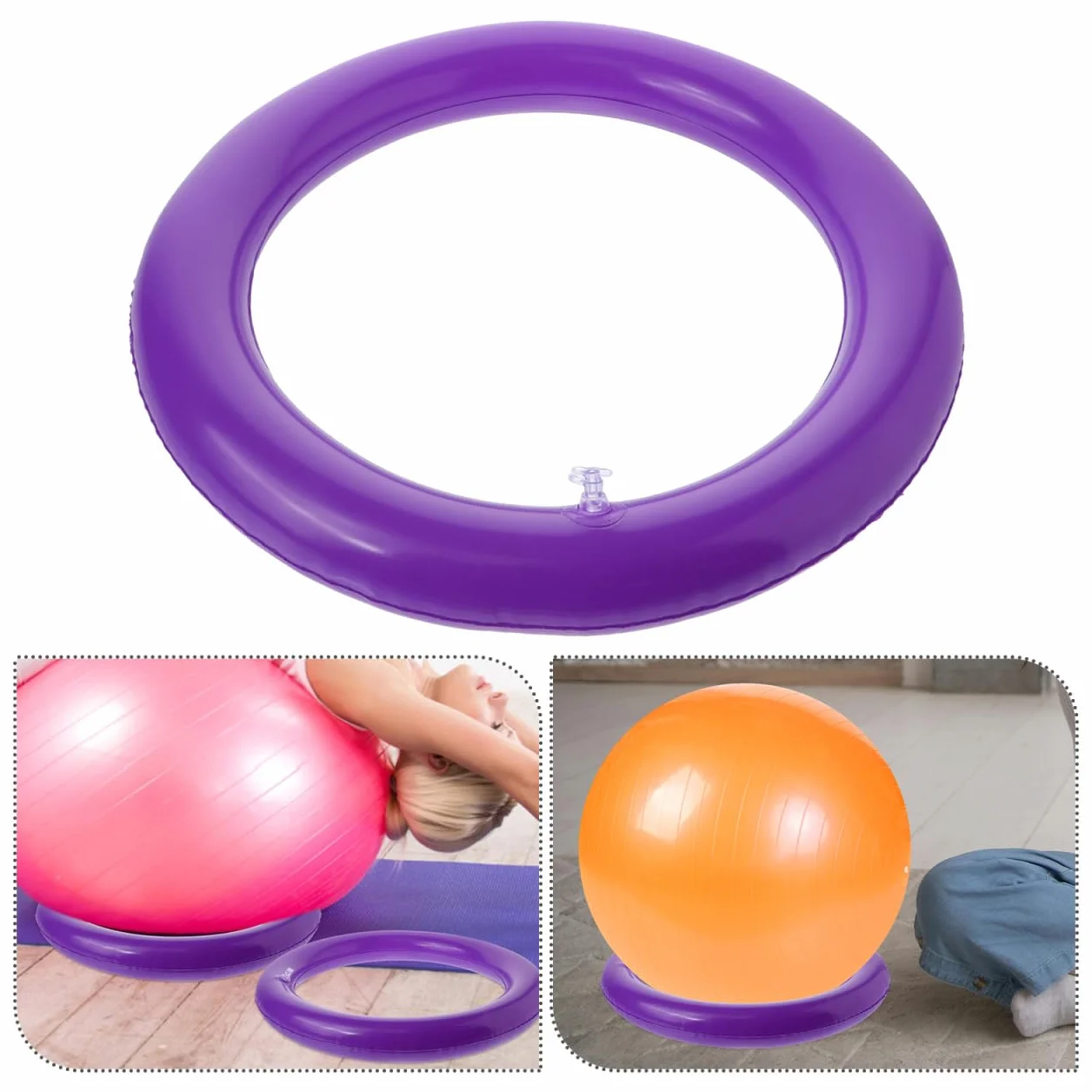 GALPADA Base de Balle de Yoga Gonflable avec Anneau Fixe Rond Support Stable