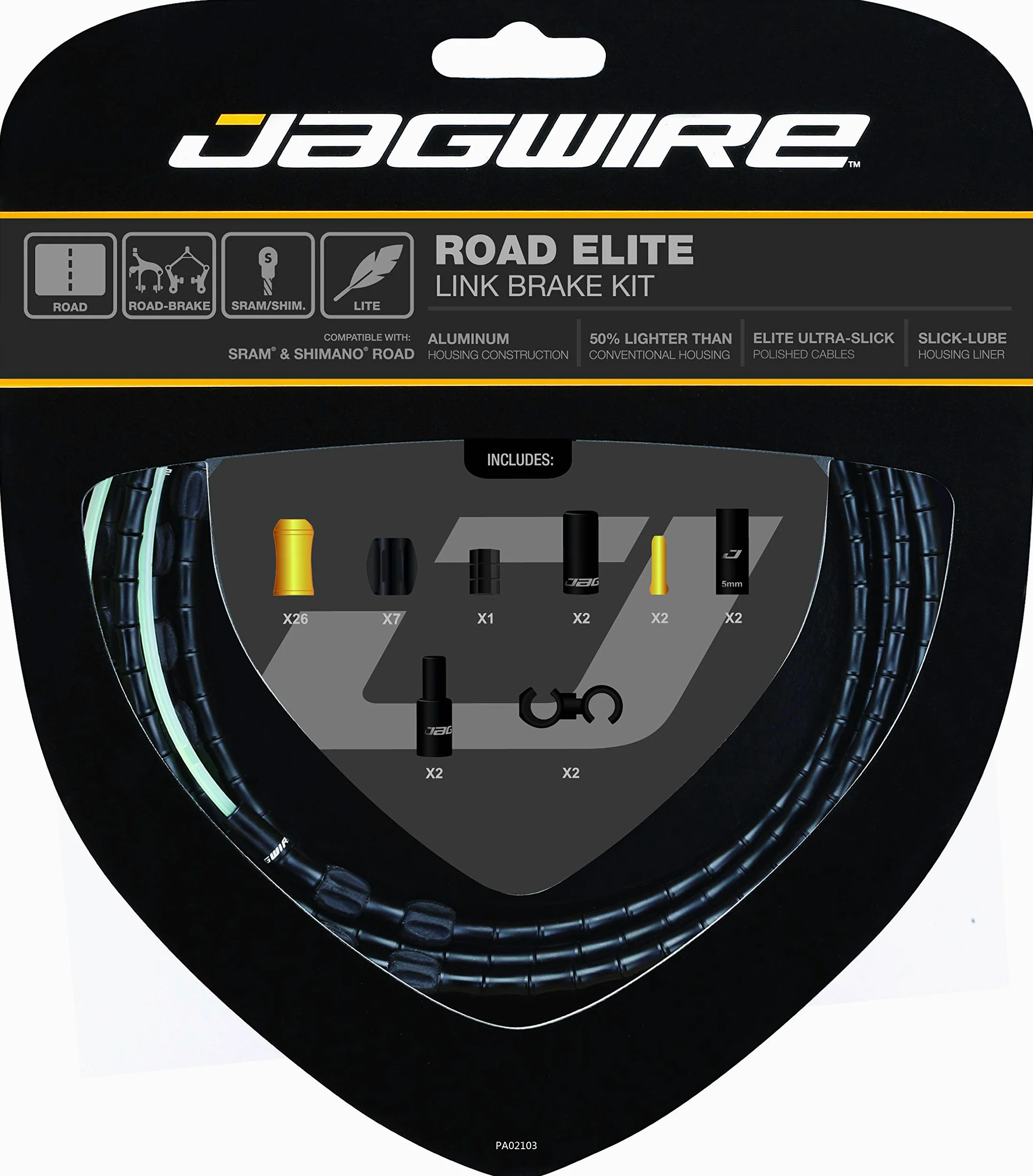 Jagwire Kit Road Elite Link Frein Kit câbles et Gaines Noir