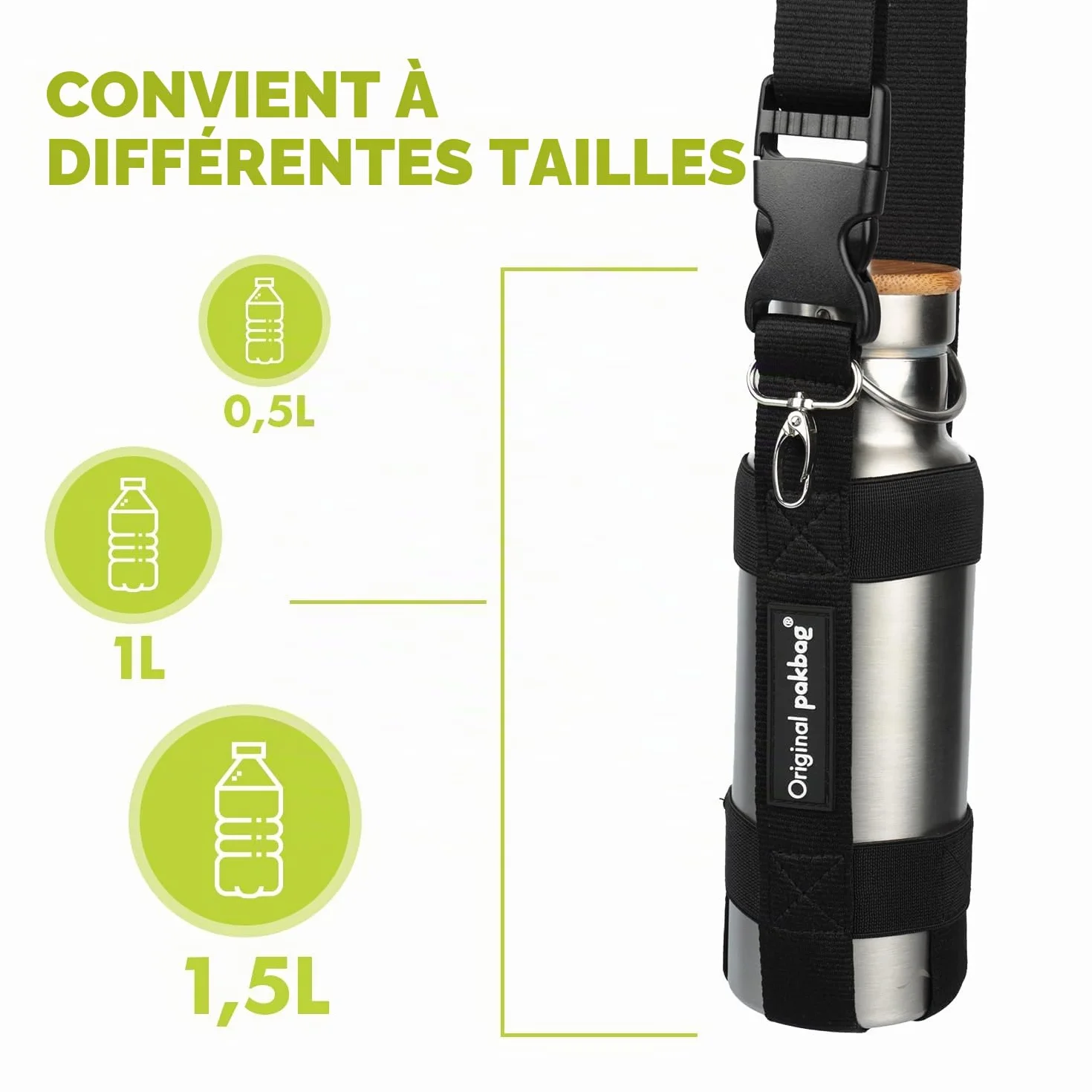 Tour de Cou Porte Gobelet Ceinture Porte Gourde Bouteilles 1,5l Pet Recyclé