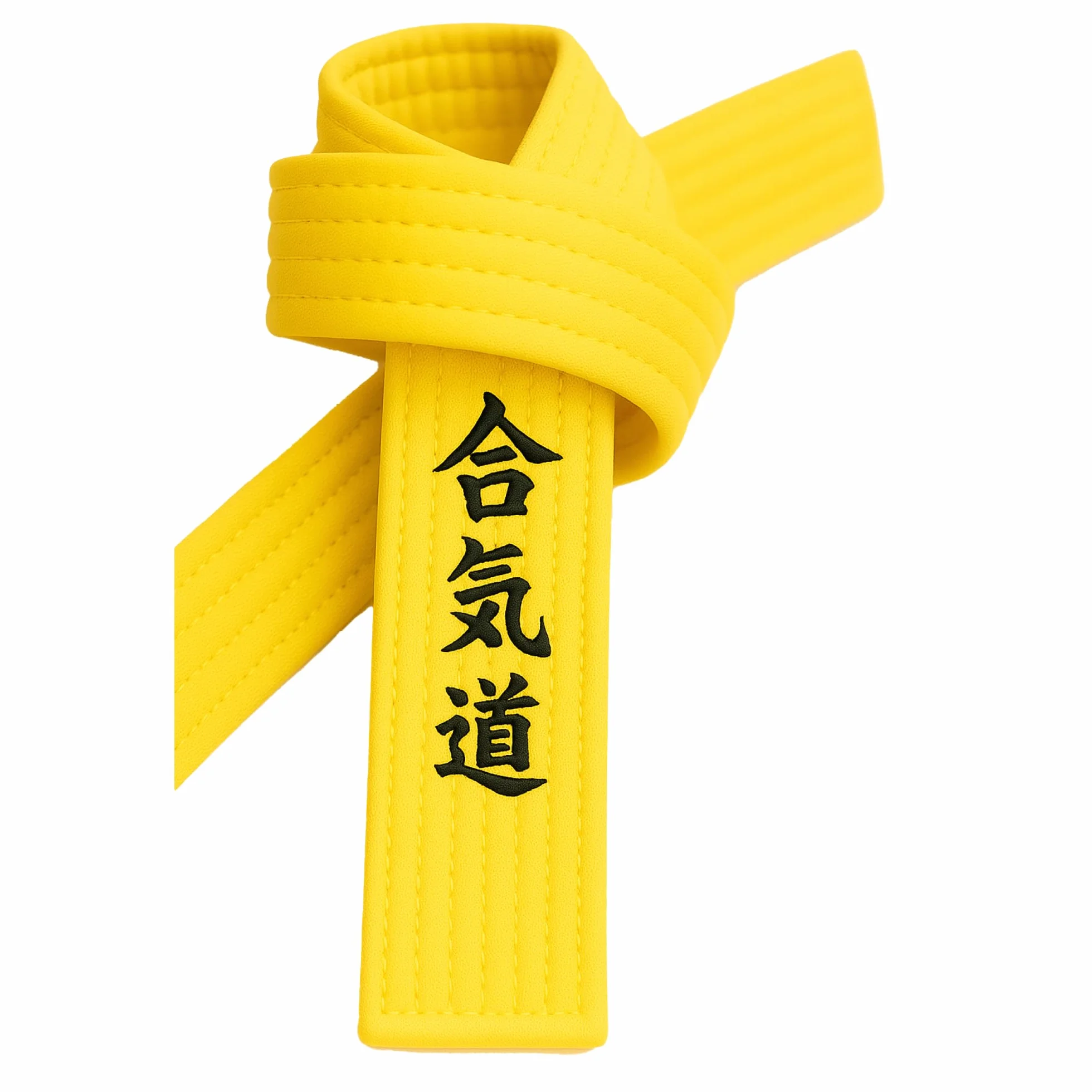 Ceinture d'aïkido jaune brodée avec Kanji Aïkido janais