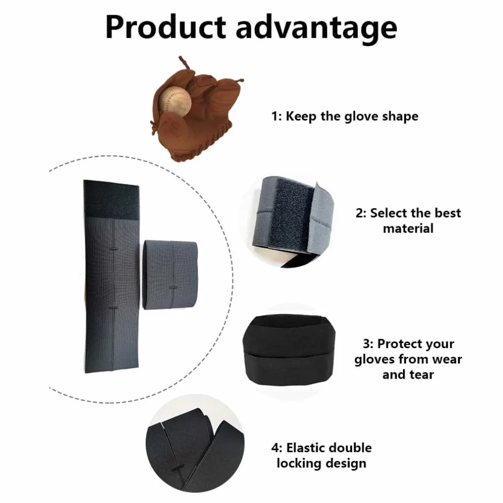 Baseball Glove Wrap Mitt Shaper Elastic Pocket Maker Strap 2pcs