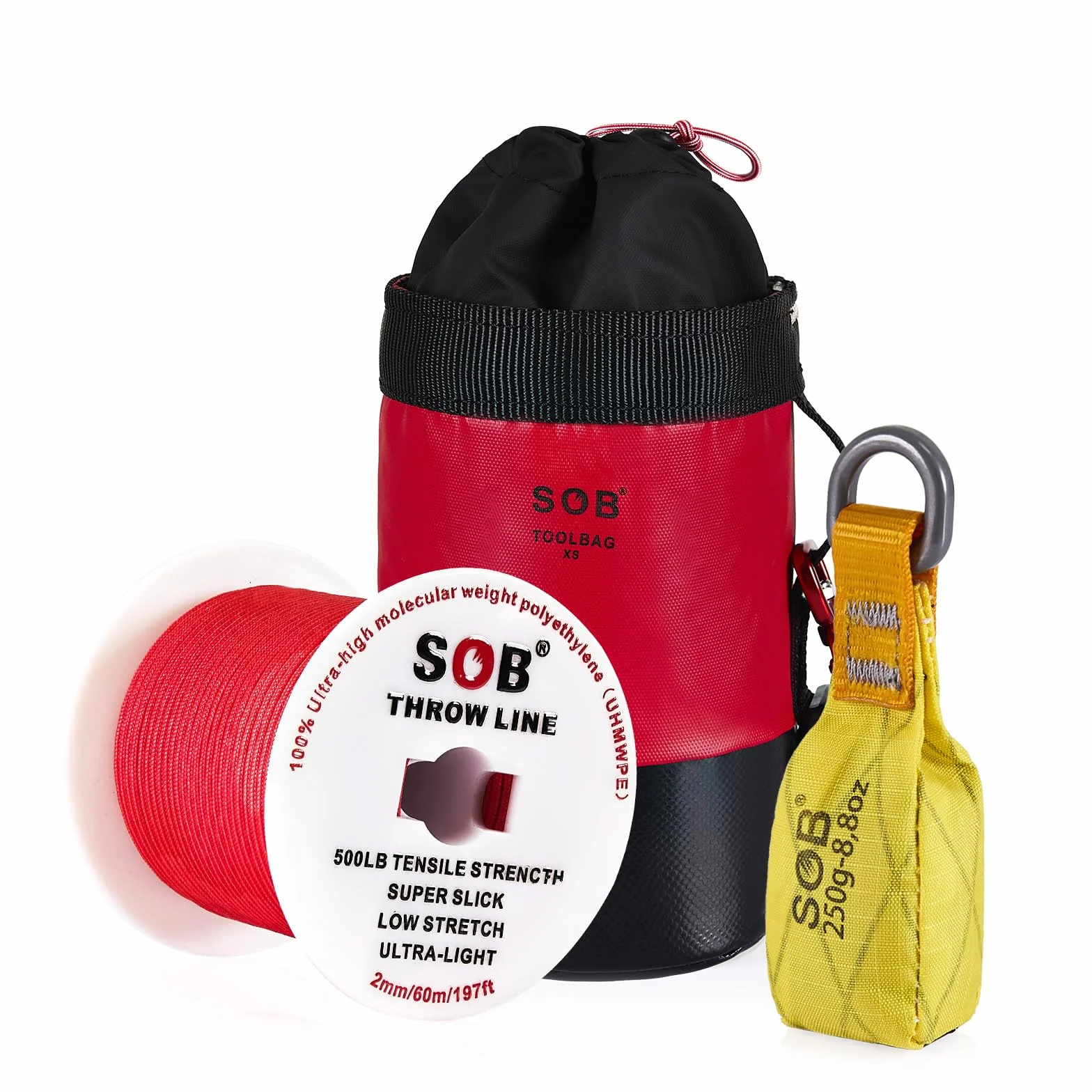 Kit Arboriste Corde Glissante 60m Poids Sac Réfléchissant Élagage Taille Arbres Camping