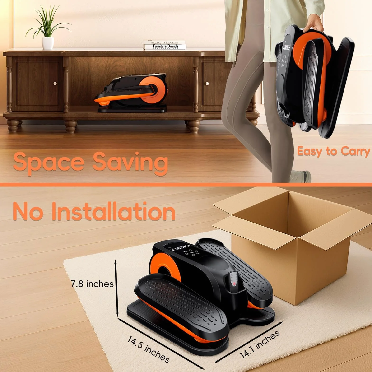 Morelax Vélo Elliptique de Bureau Silencieux Portable 12 Vitesses avec Télécommande et Écran