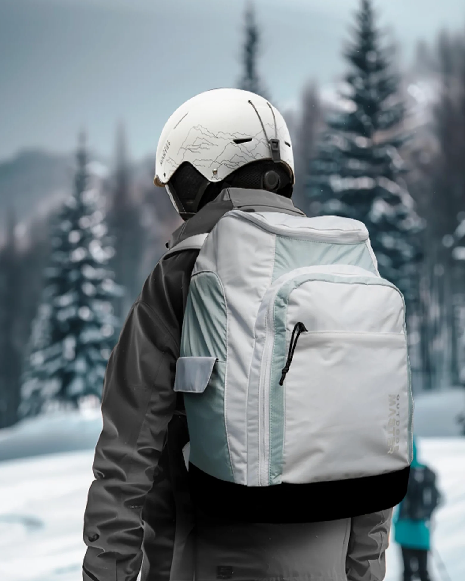 OutdoorMaster Sac à dos de voyage pour bottes de ski et de snowboard avec compartiments séparés pour casque, chaussures de ski, lunettes, gants et accessoires | Extérieur et fond résistants aux