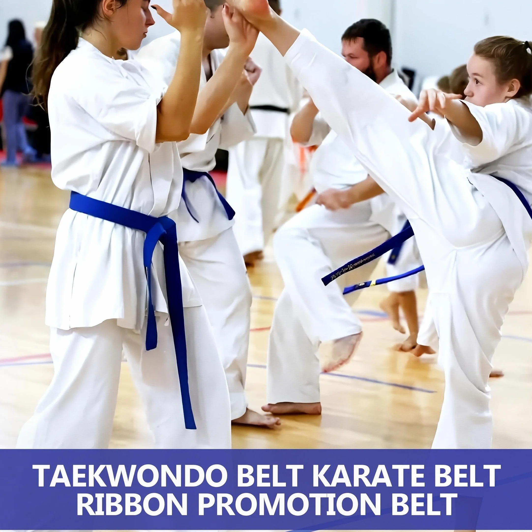 Ceinture de Taekwondo 240 cm Bleue Niveau 4