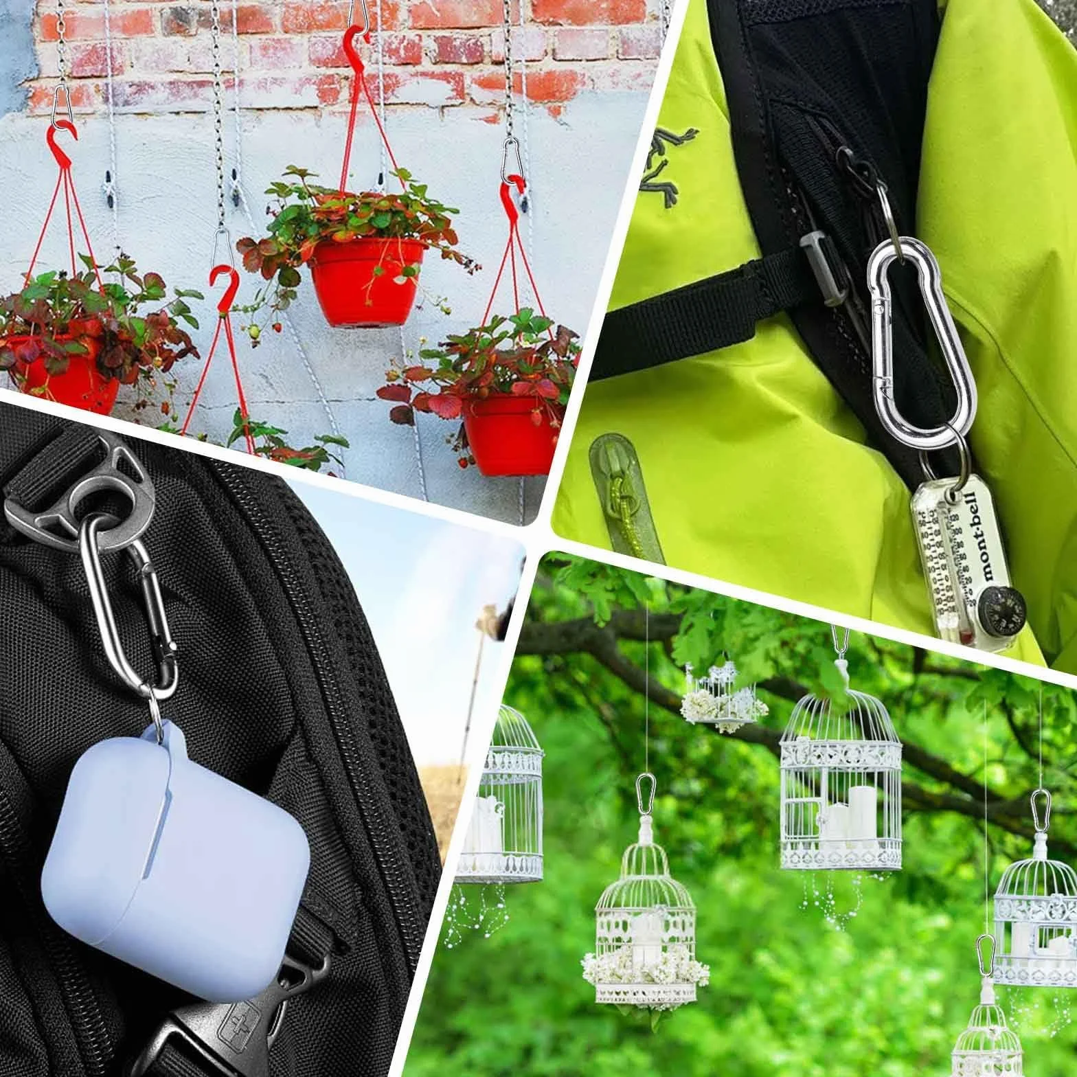 Mousquetons INOX 36 KG Escalade Porte-Clés Sac à Dos Camping Pêche
