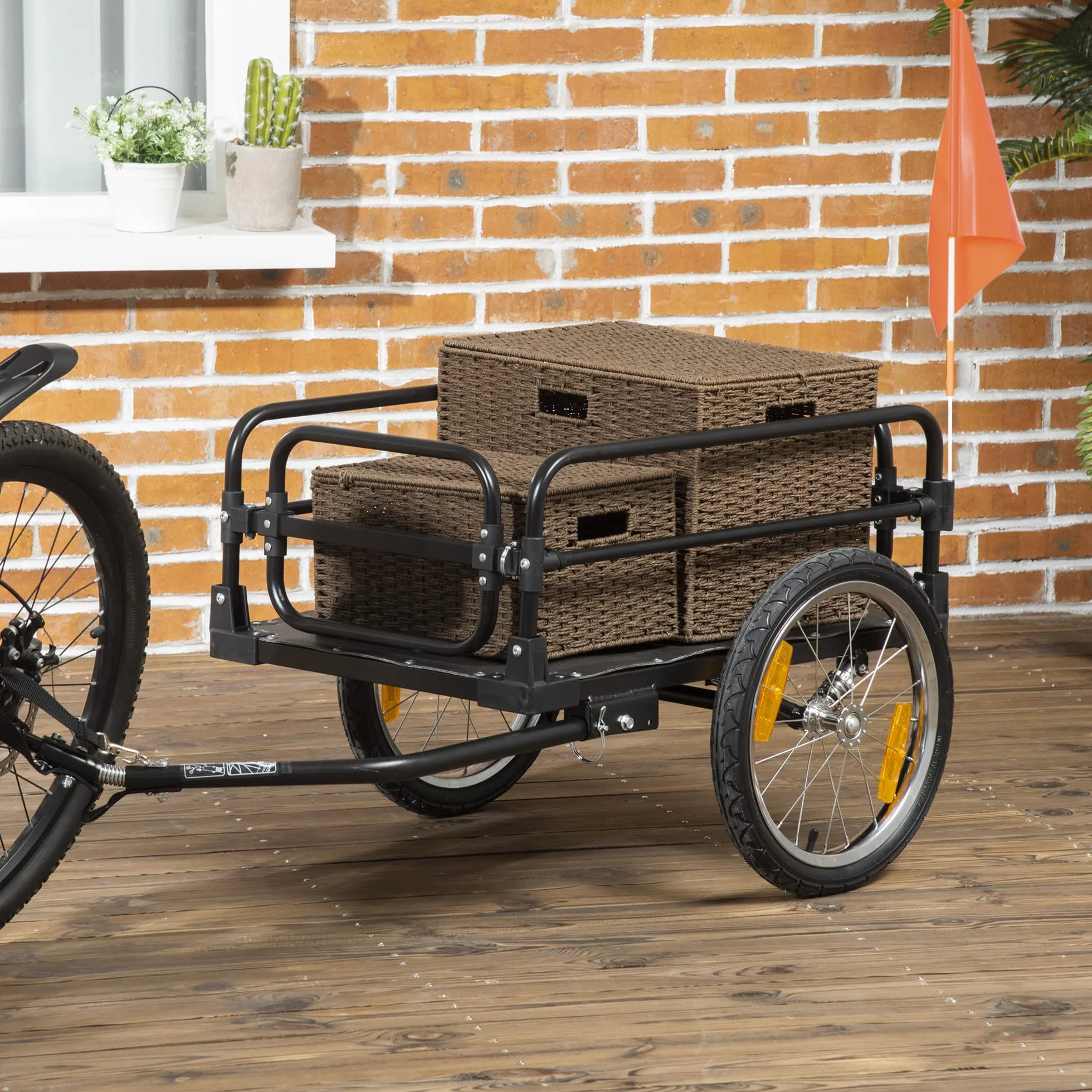 HOMCOM Remorque Pliable pour Vélo en Acier Roues 16 Pouces Charge 40 kg