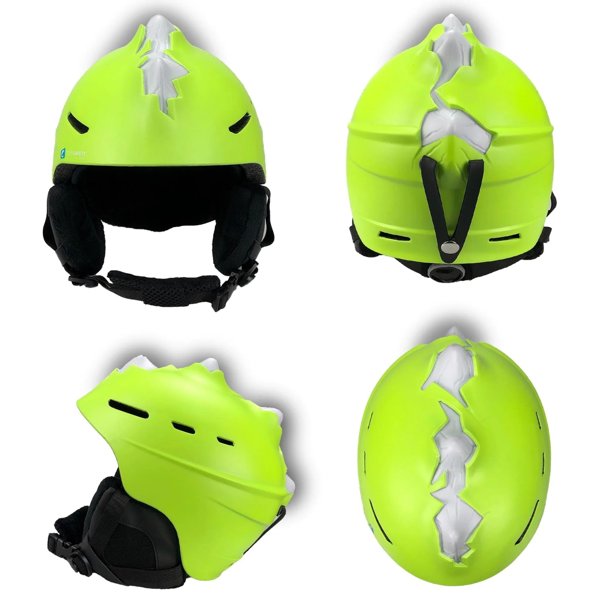 Crazy Safety Casque de Ski Os en Pointe | Casque Ski Enfant Adolescent | Casque Snowboard | Casque Ski Homme Femme | Casque Multisports Ajustable | Taille L 58-61 cm (Jaune Fluo)