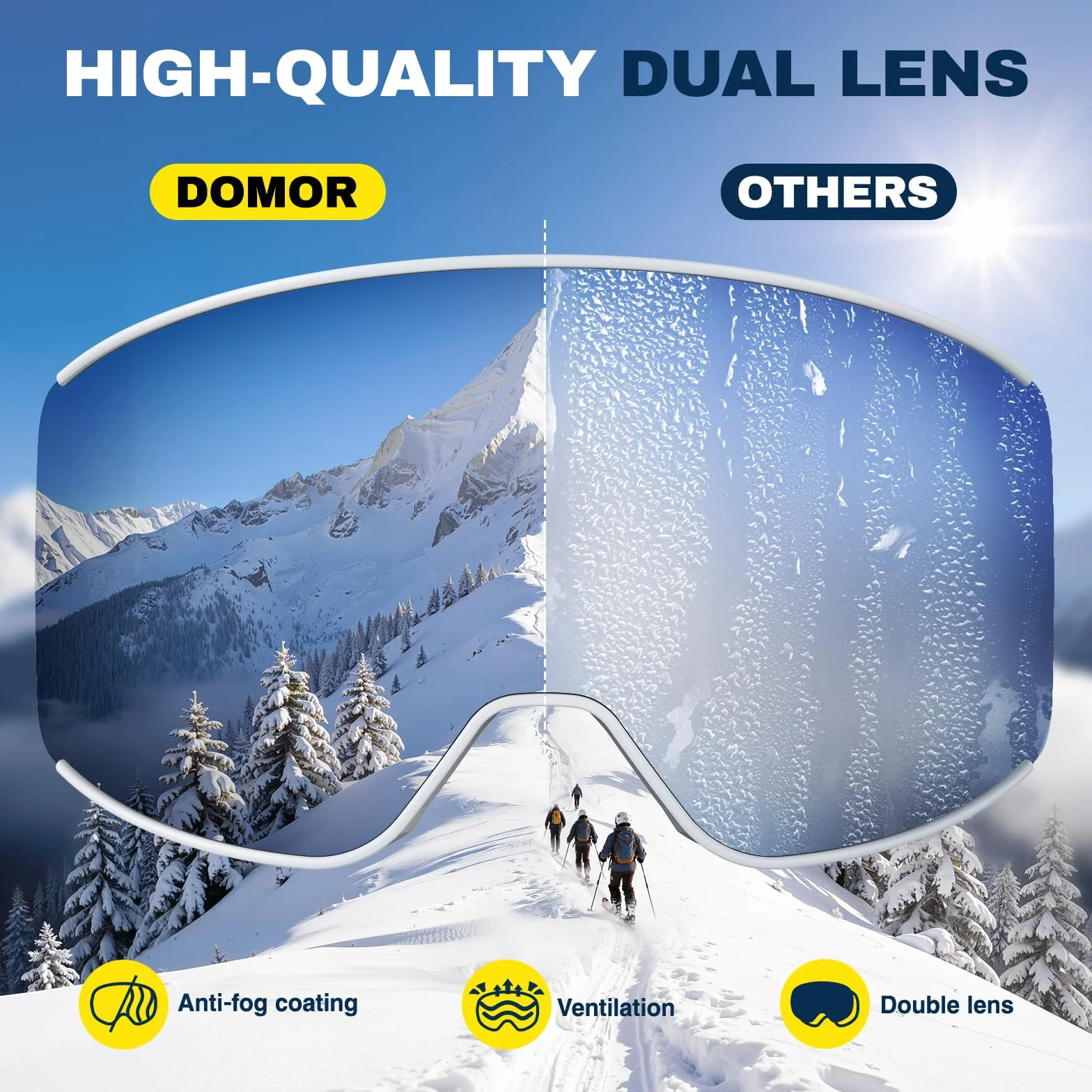 Kit de Lunettes de Ski Magnétique avec 2 Écrans Détachables, Design Torique, Anti-UV, Anti-buée