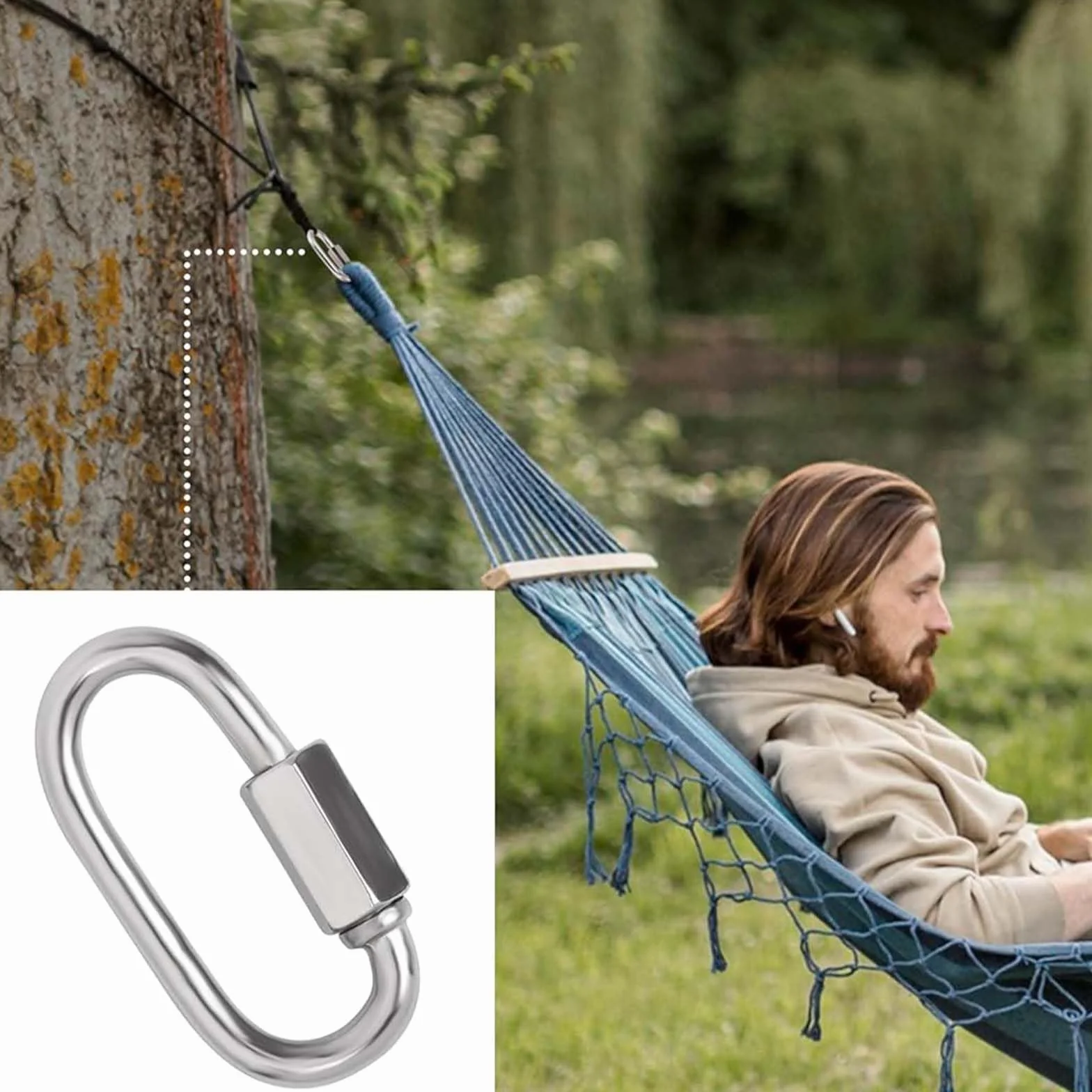 Mousqueton en Acier Robuste à Vis pour Plein Air et Camping