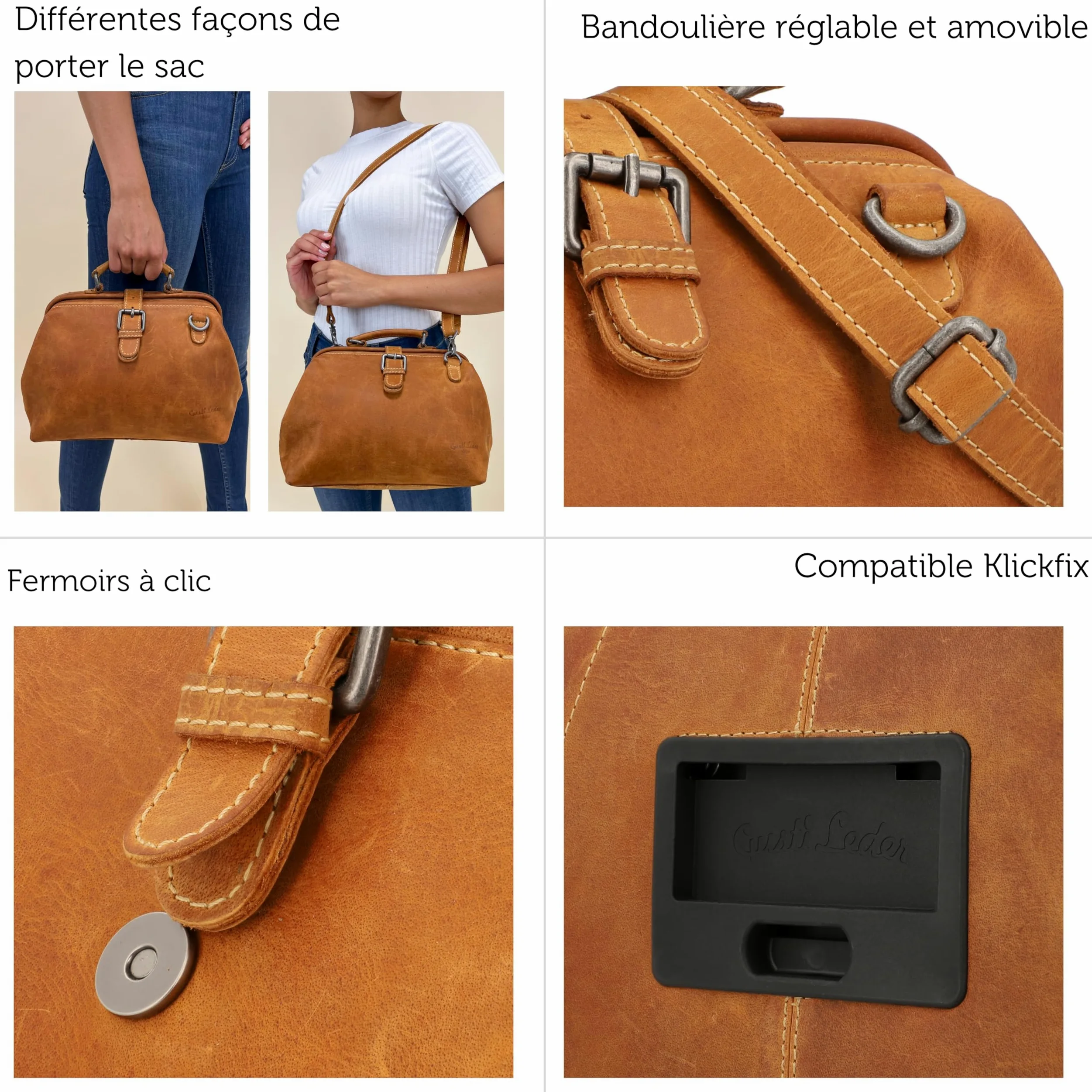 Gusti Tillie A. Sacoche de guidon en cuir vintage avec plaque, sac à bandoulière, sacoche de vélo en cuir, marron