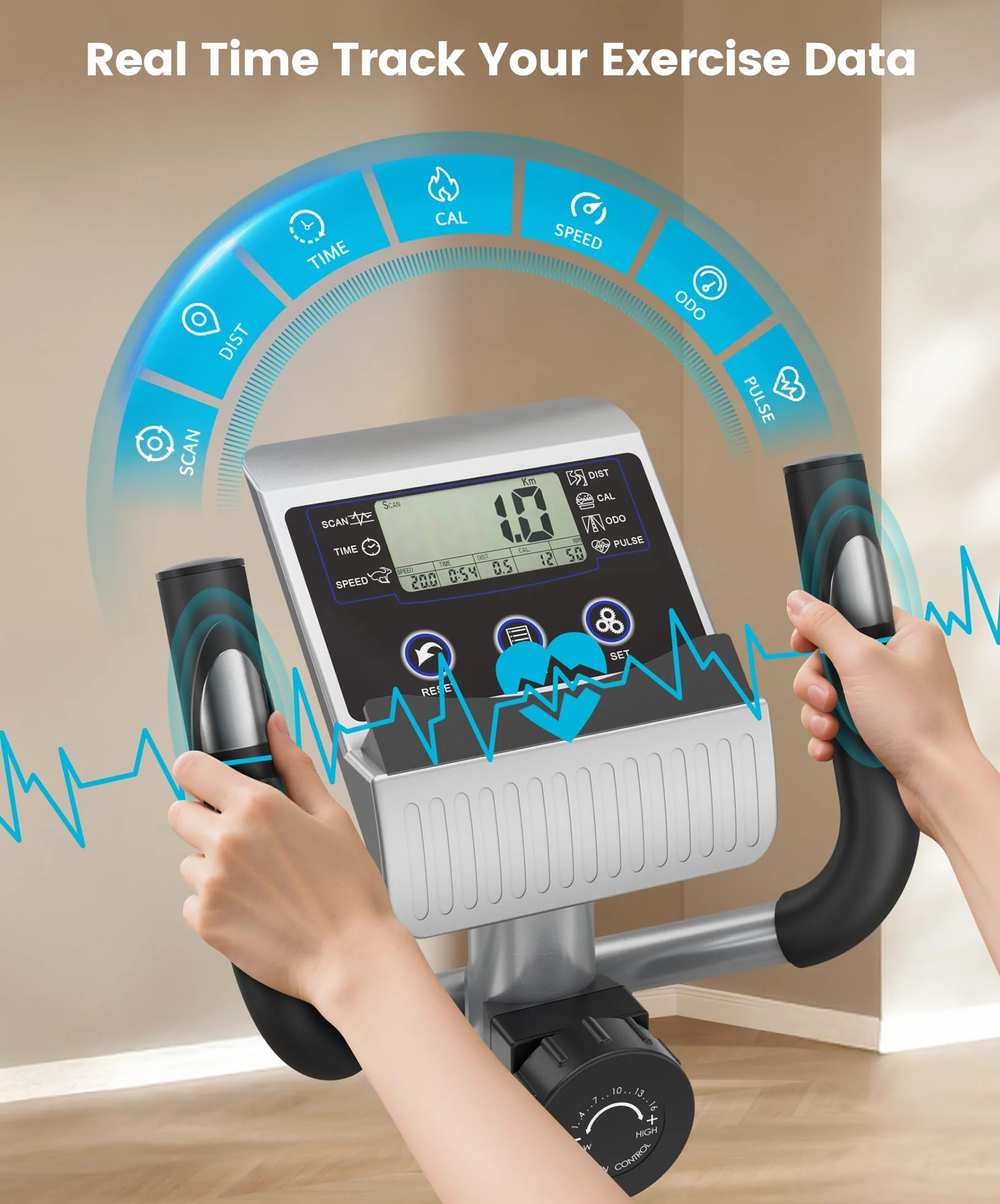 Dripex Velo Elliptique Silencieux Volant Inertie 6 kg 16 Niveaux Resistance Capteur Pouls Ecran LCD Appareil Fitness Cardio