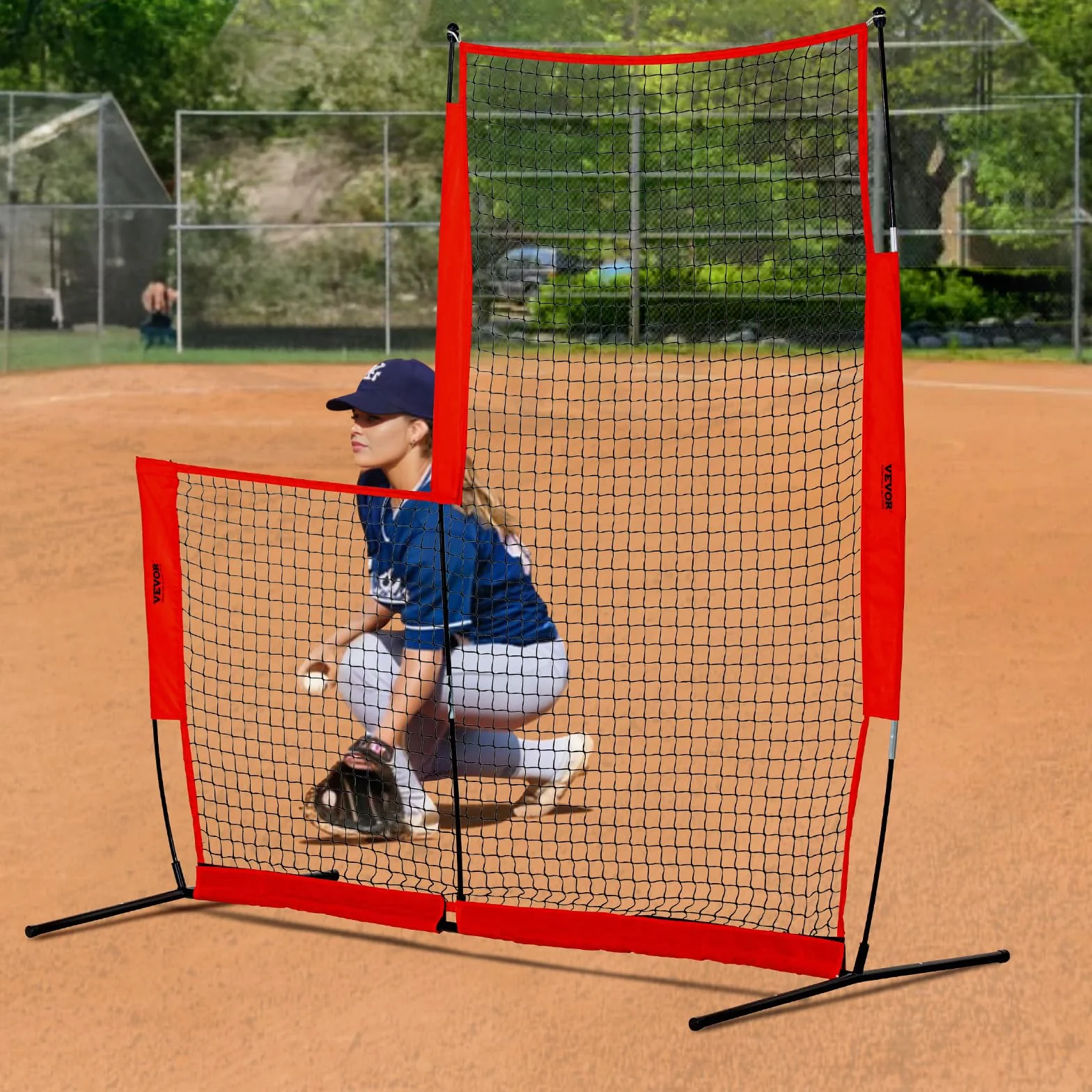 VEVOR Écran Protecteur de Baseball en Forme de L, Filet de Protection Softball 240x214 cm, Portable avec Sac de Transport