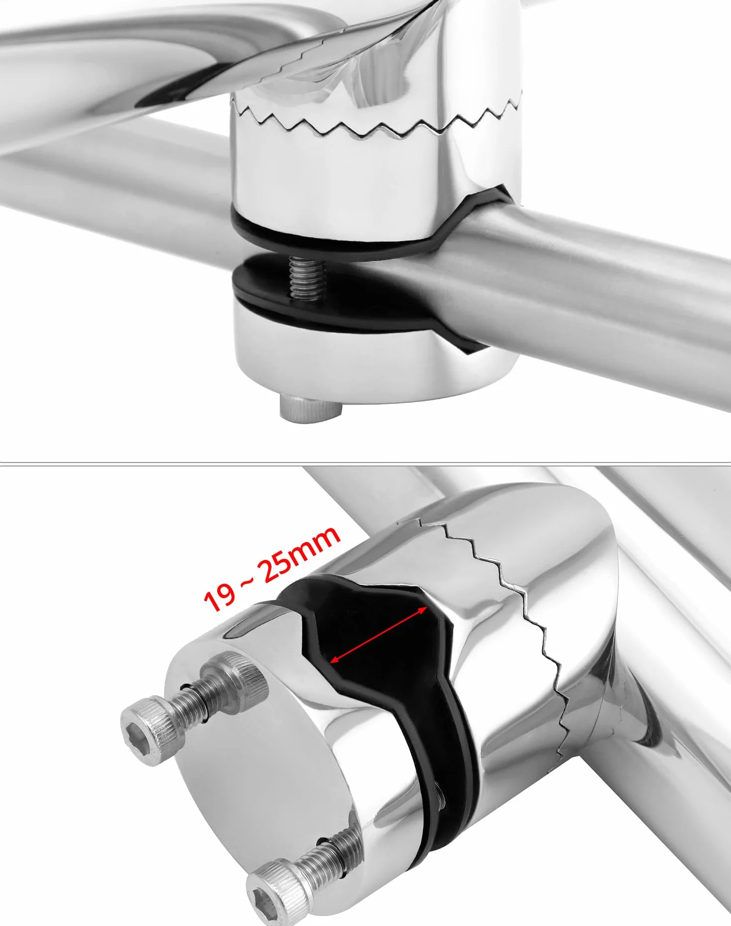 QWORK 2 Pièces Porte de Canne à Pêche Rotatifs 360° Acier Inoxydable 304 Serrage Rails 19~25 mm