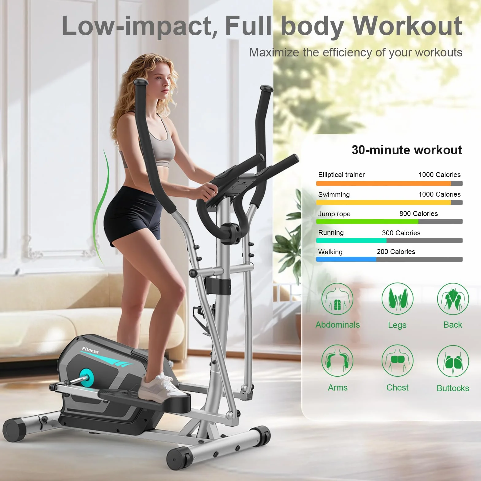 Vélo elliptique magnétique 16 niveaux de résistance Bluetooth App pulse rate grips LCD monitor capacité max 130 kg