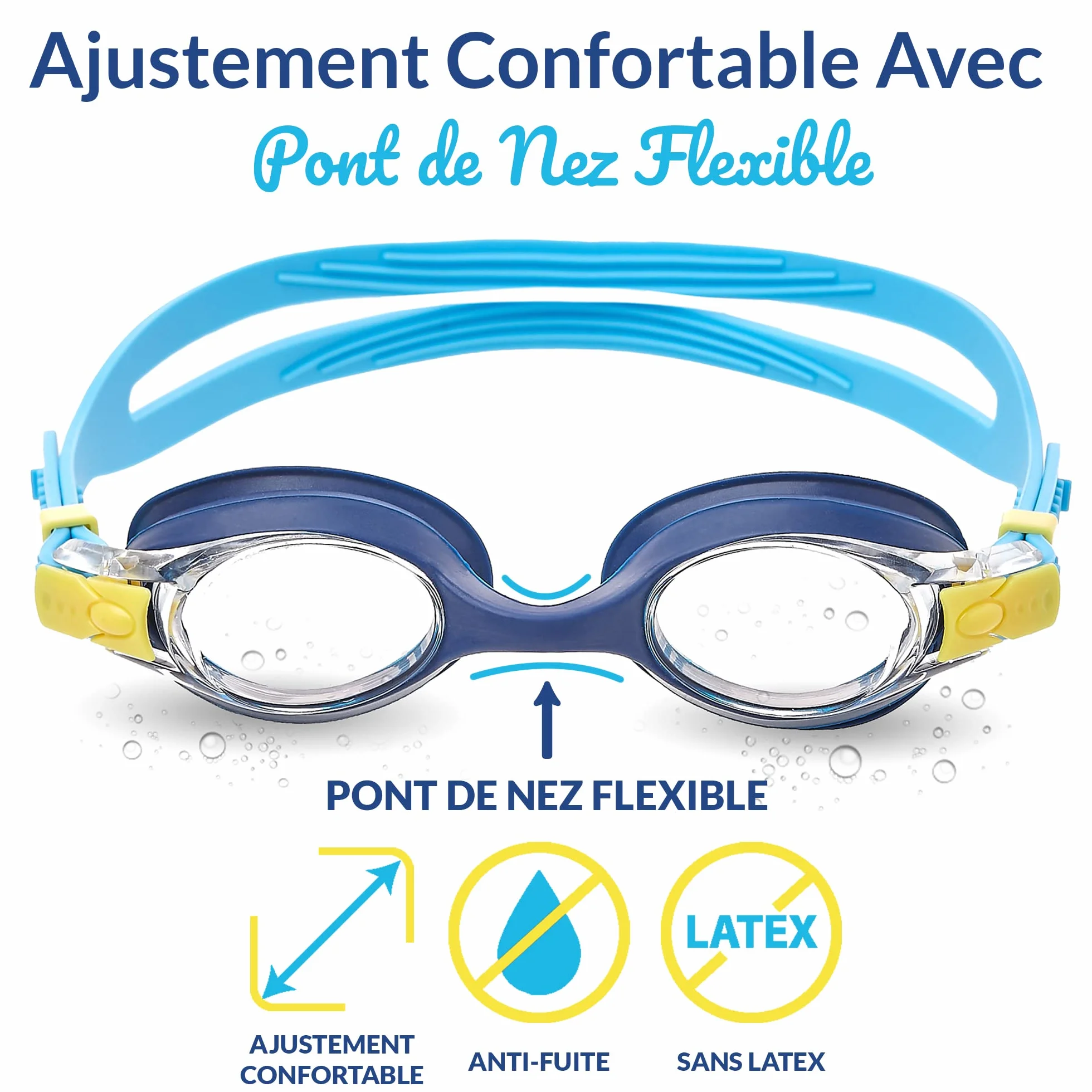 Limmys Lunettes de Natation Enfant 3-12 Ans Anti-Buée UV400 Protection Étanches