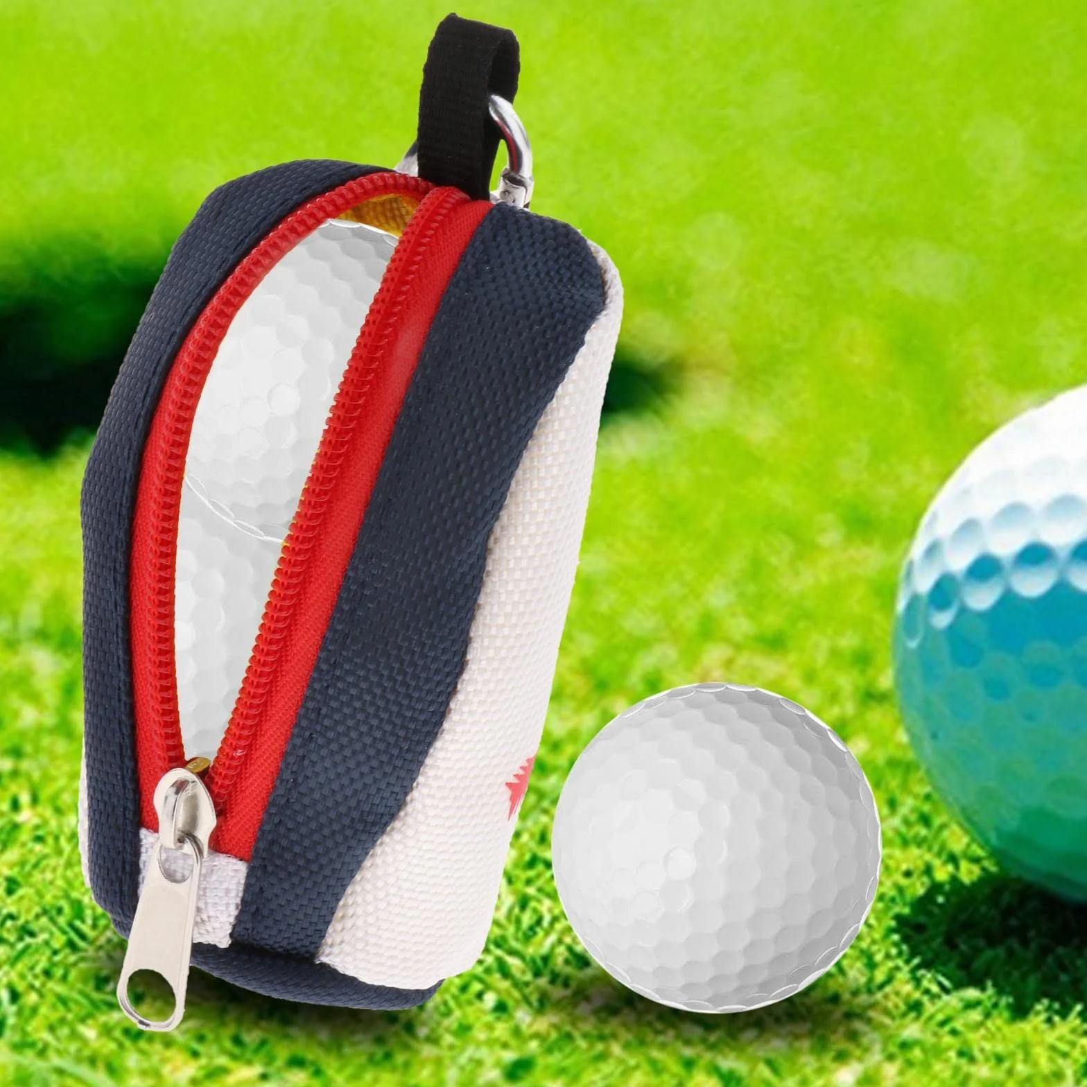 F Fityle Portable Club Ball Pouch Tee Holder Storage Organizer 2 Balls Golf Hand Belt Waist Bag