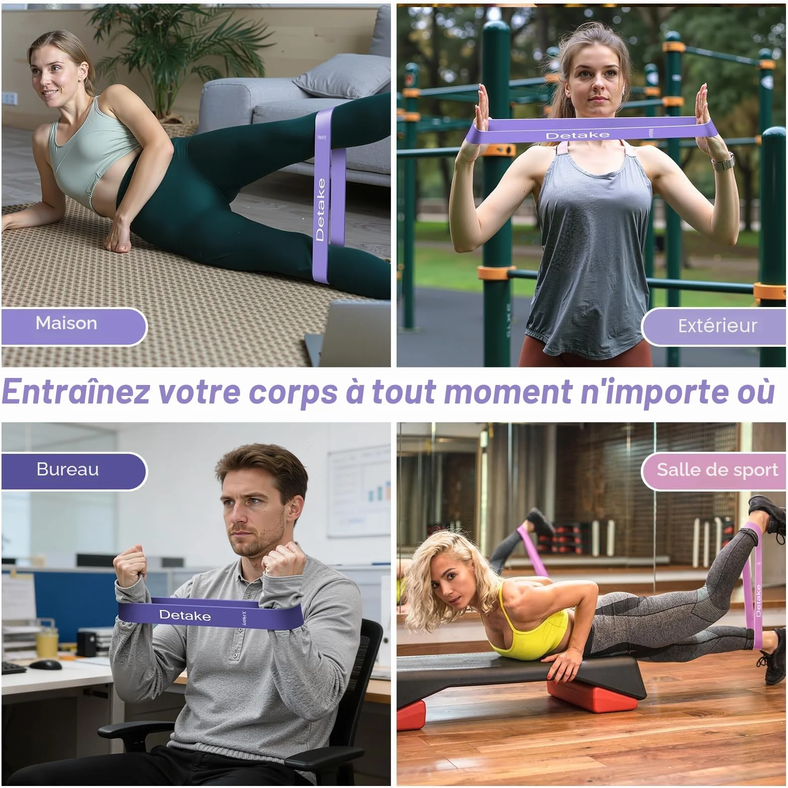 Elastique Musculation Lot de 5 Bande Élastique 5 Niveaux Résistance avec Sac de Rangement