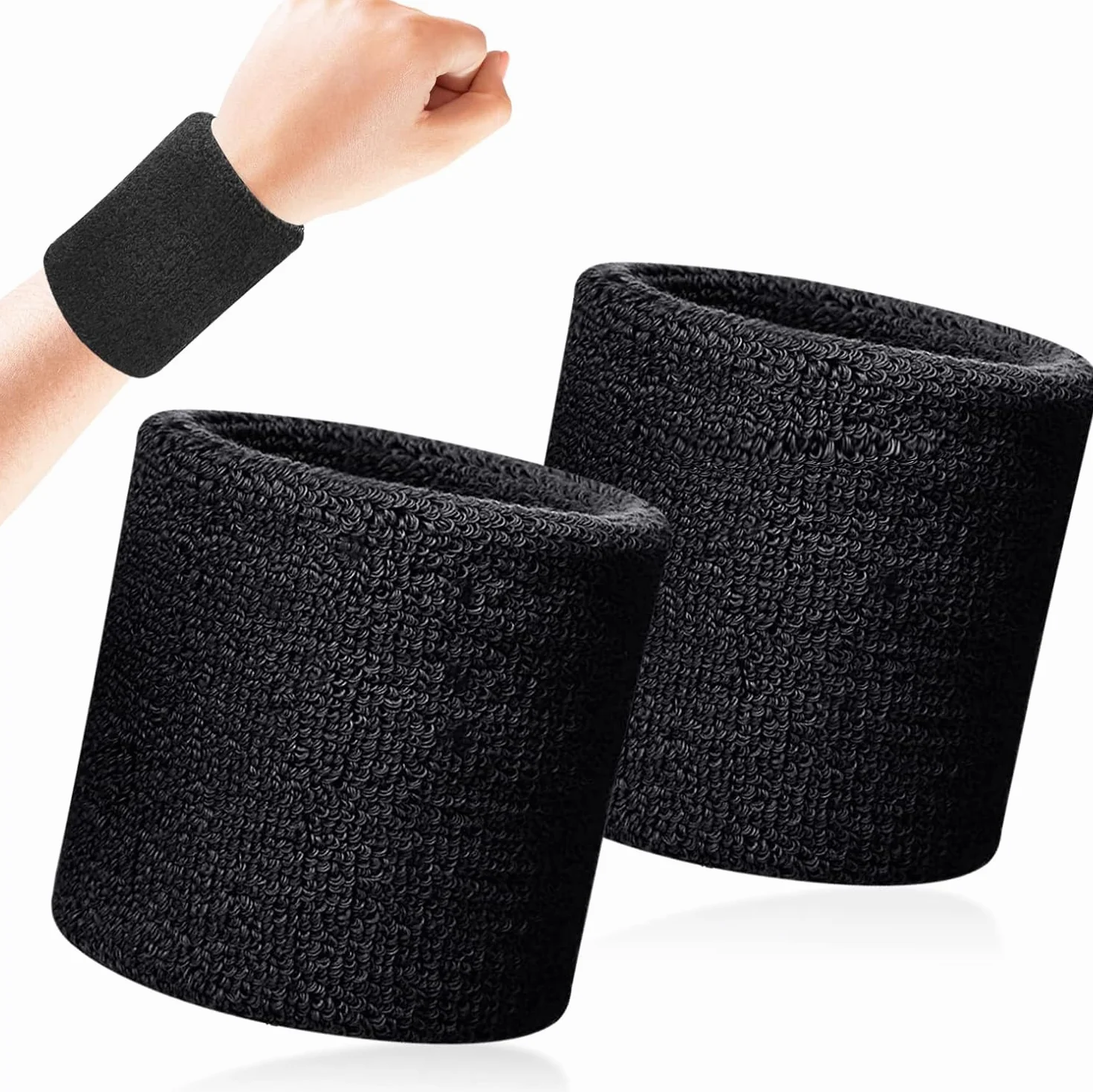 Bandeau Poignet Sport en Coton Doux, Brassard Éponge Absorbant pour Gym Tennis Course