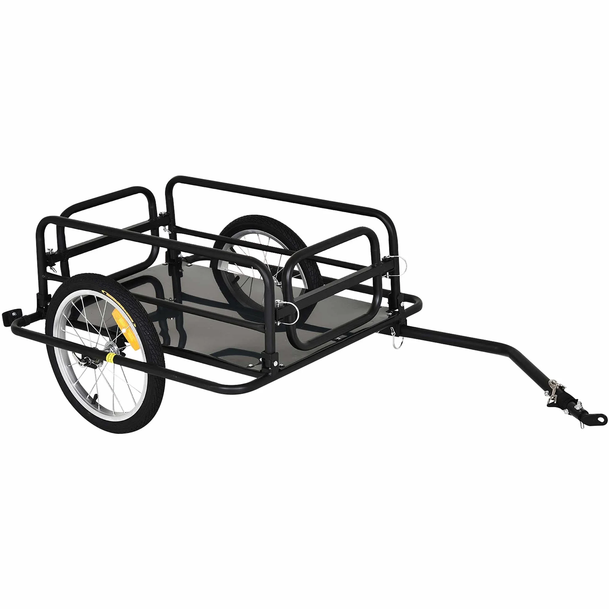HOMCOM Remorque vélo transport 70L 139x71,5x49 cm Barre attelage Universelle Acier Noir