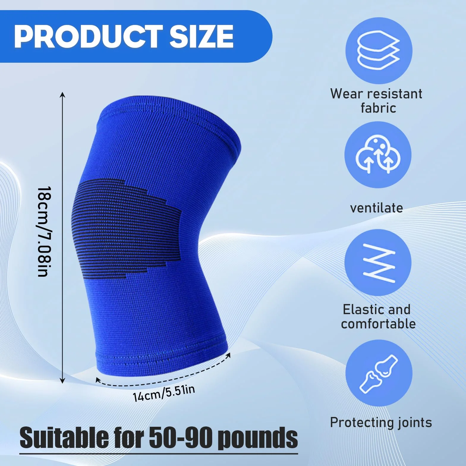 Genouillère Enfant Nylon Haute Qualité 4 Pièces Haute Élasticité Travaux, Protege Genoux Diamant, Sports Extérieur (Bleu et Noir)