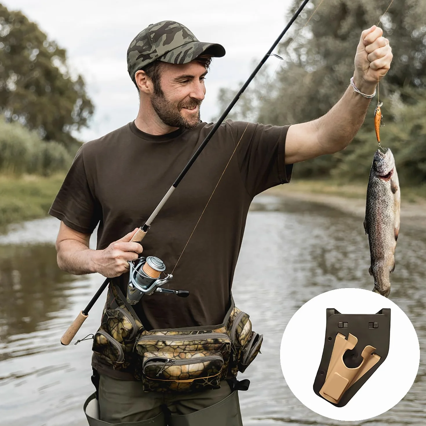 Étui Hanche Canne Pêche Coulissant, Porte-Canne Ceinture Support Portable Mains Libres