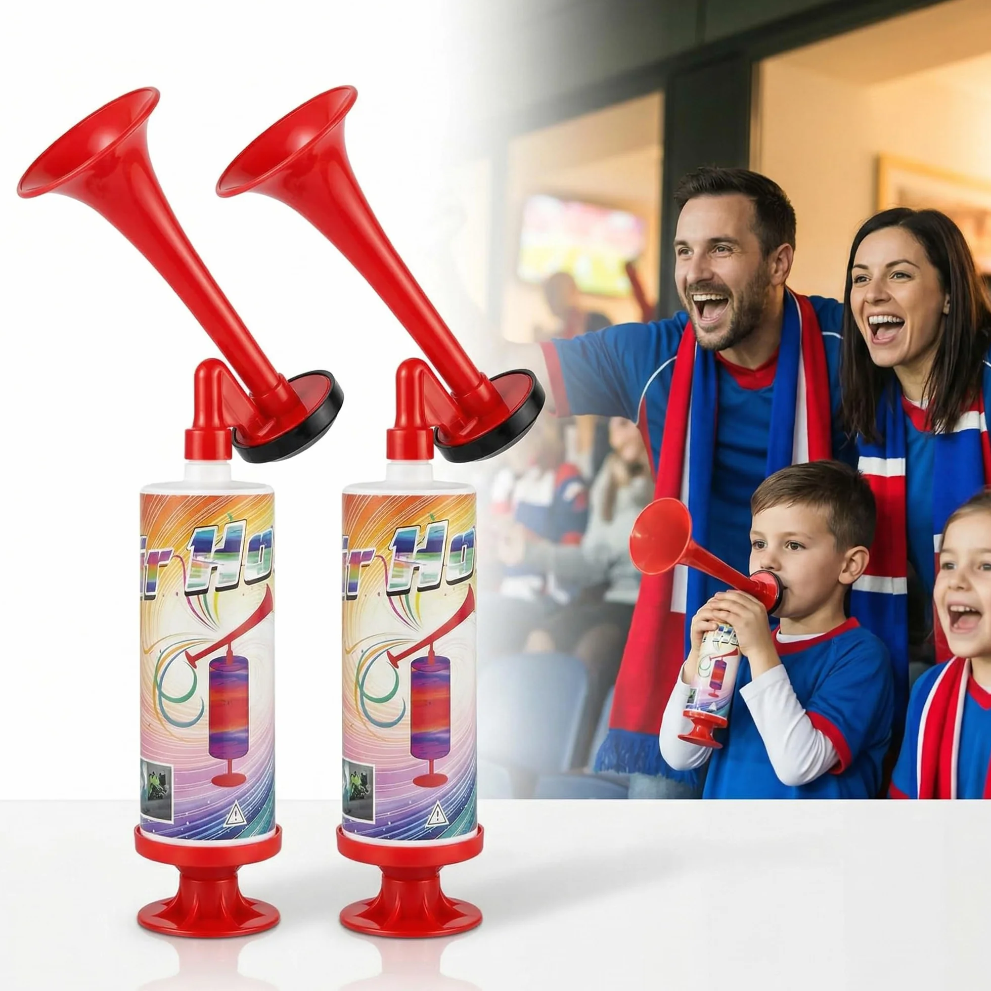 Yootiko Lot de 2 klaxons à air comprimé - Klaxon à air comprimé classique - Klaxon sonore - Pour fan de football