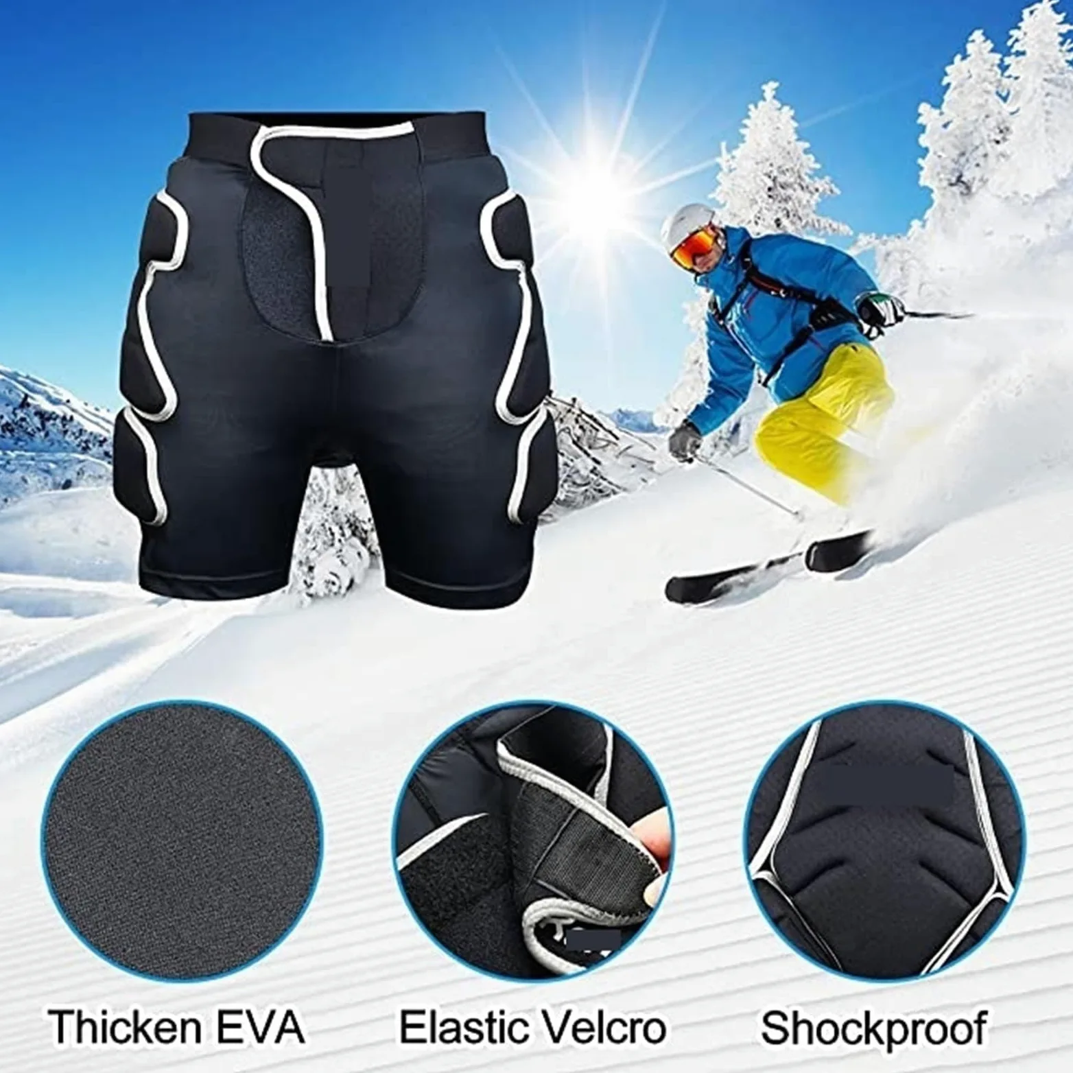 Short De Protection Rembourré Pour Le Ski Short de protection rembourré de ski SBR 3D EVA Équipement de protection contre les chocs rembourré for snowboard, skate et ski Ski Shorts De Protection Rembo