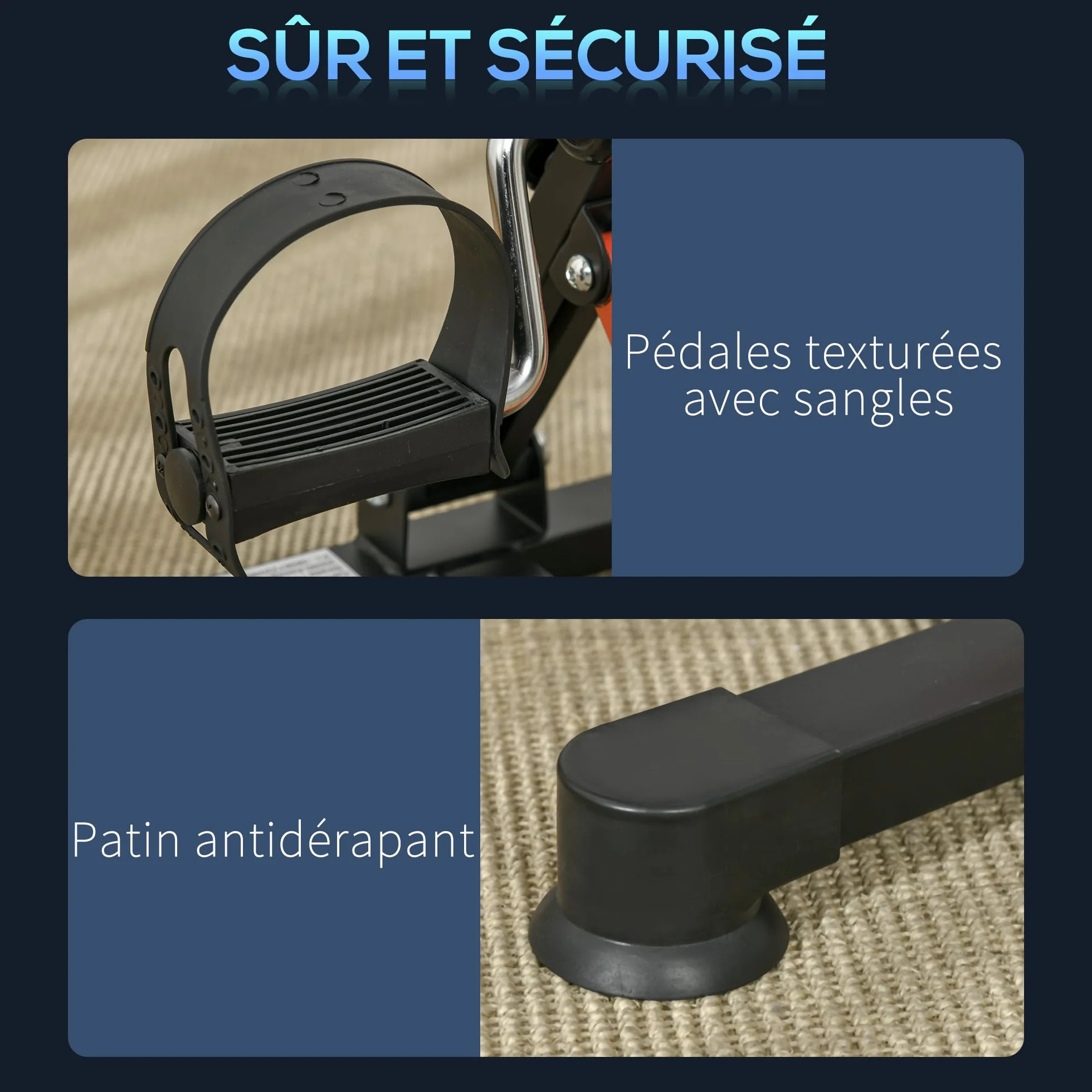 HOMCOM Mini vélo d'appartement résistance ajustable écran LCD acier noir