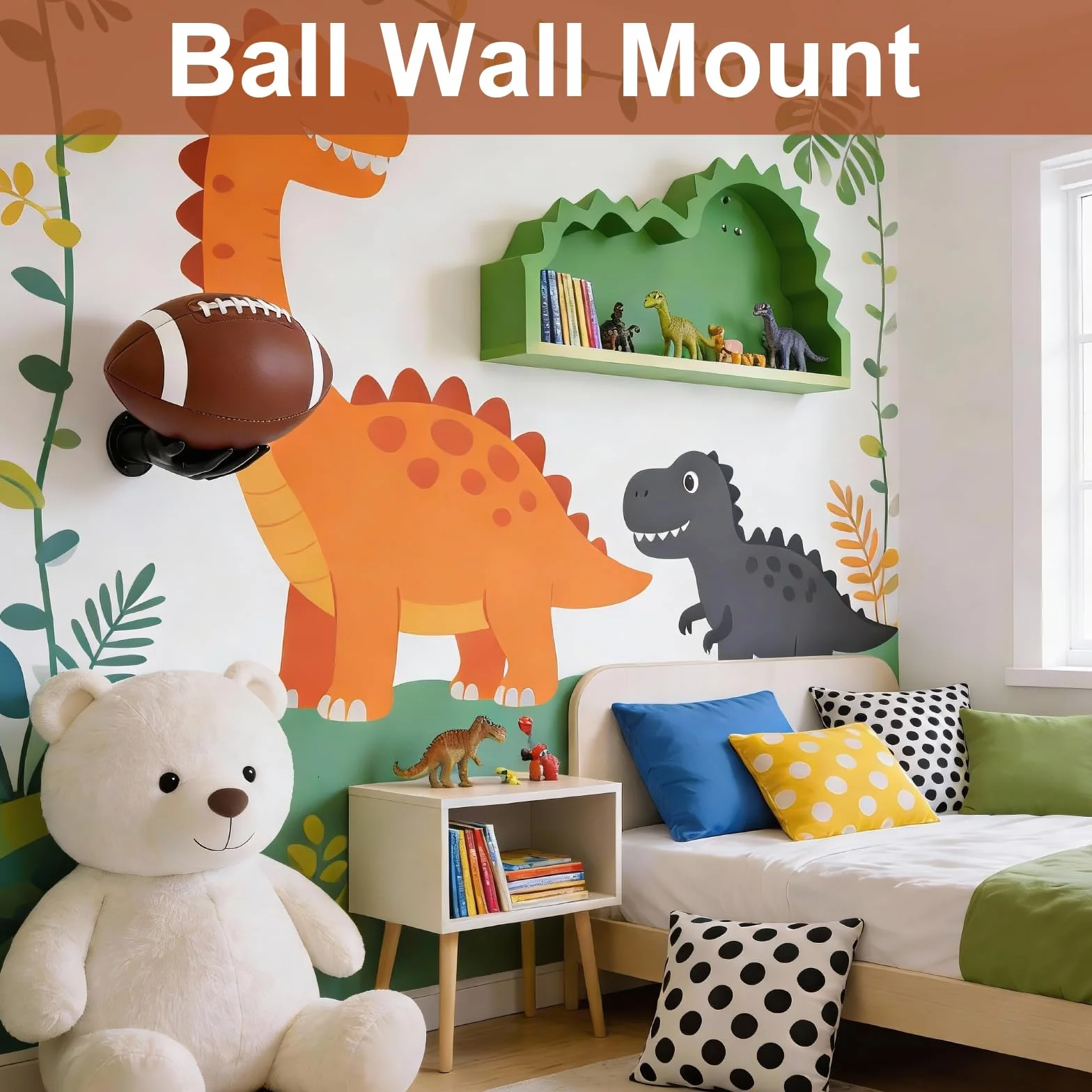 Porte Ballon Mural Noir, Support Ballon Basket Robust & Sicherer Halt, Idée Cadeau Créative pour Fans de Foot Volley Rugby