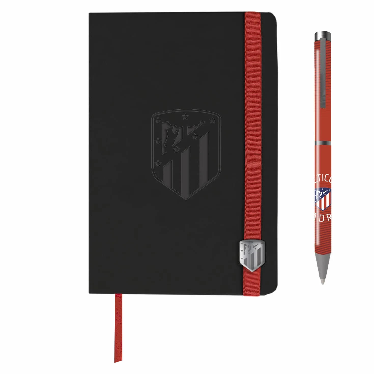 Atlético de Madrid - Pack cadeau, agenda, stylo, set d'agenda et stylo, écriture, football, couleur noire, produit officiel (CyP Brands)