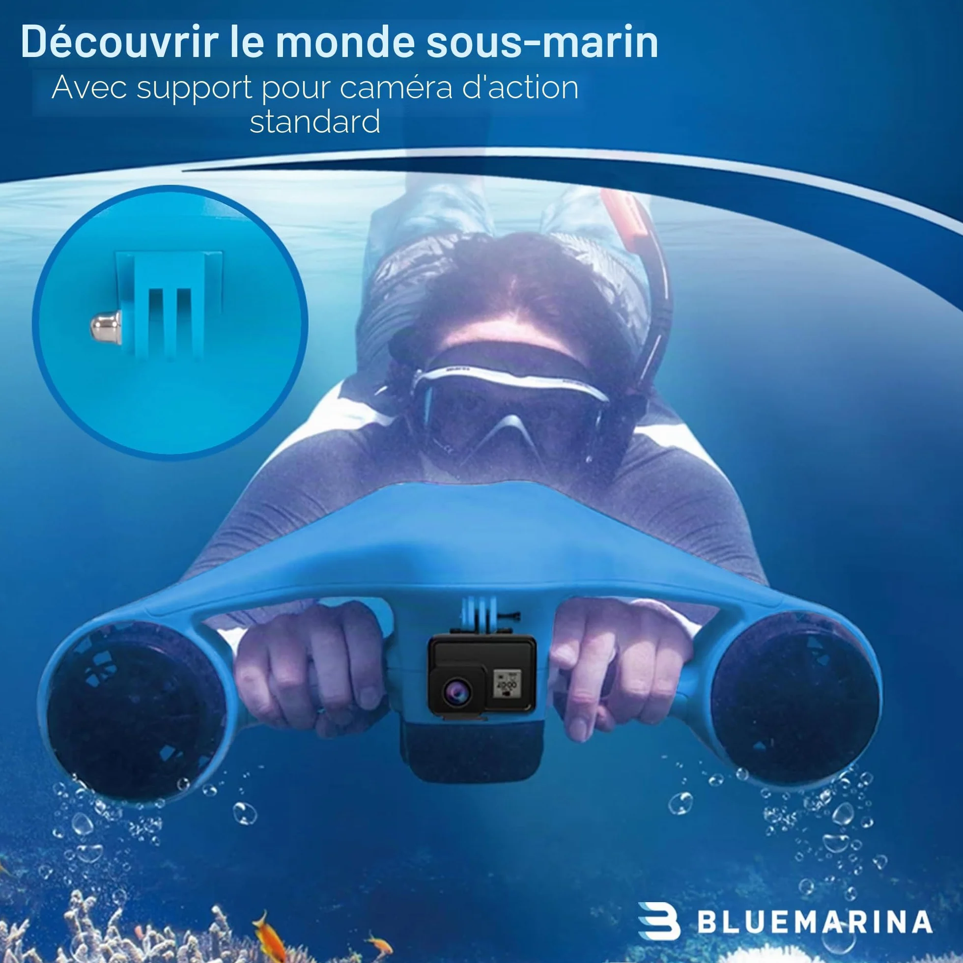 Bluemarina Orca scooter de plongée sous-marin 2 moteurs 500W 3 vitesses 30 mètres