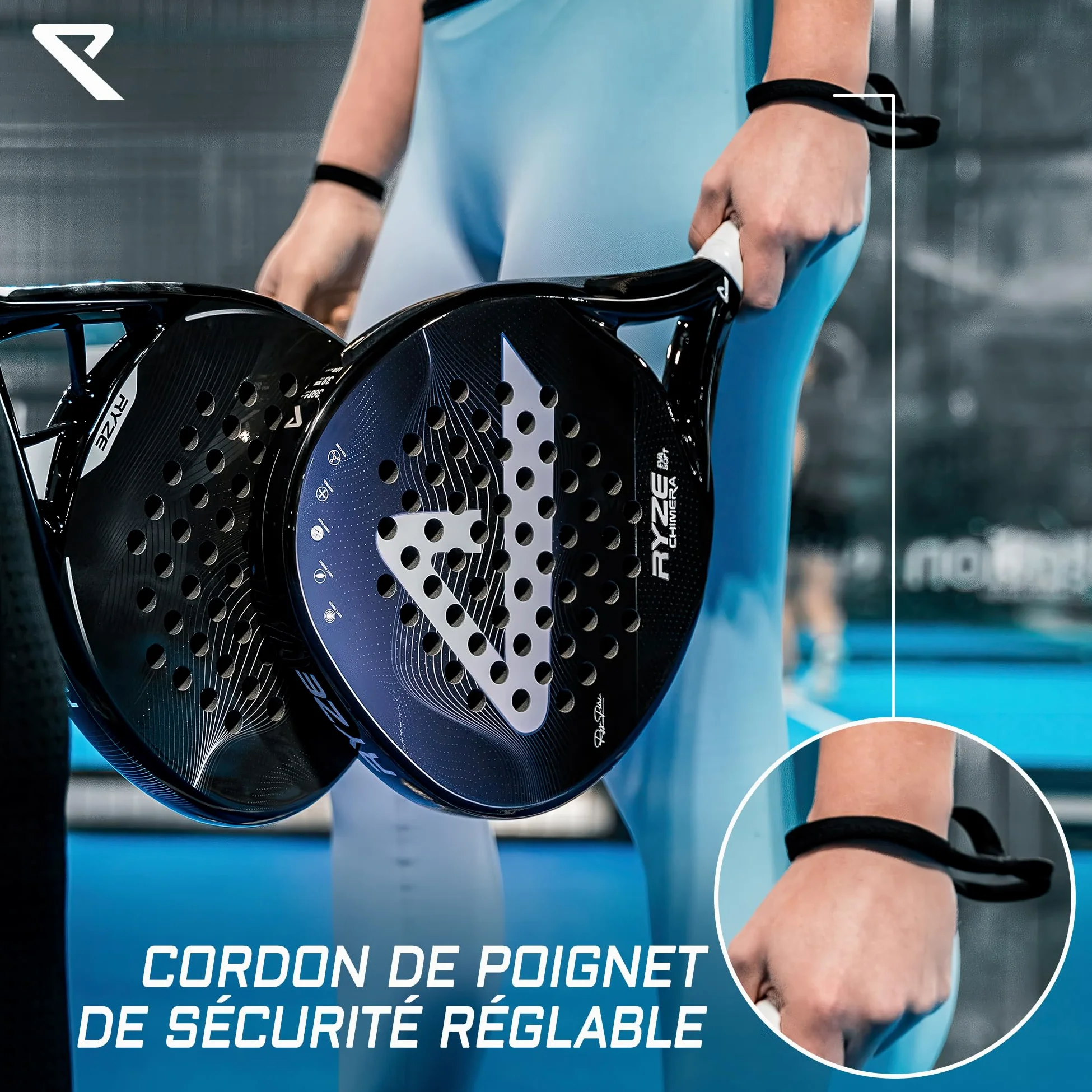 RYZE Chimera Raquette de Padel - Carbone & Fibre de Verre - Contrôle + Précision Maximum - Padel Raquette avec EVA-15 Flex - Structure Légère 360g - Paddle Raquette pour Homme et Femme - Étui Inclus