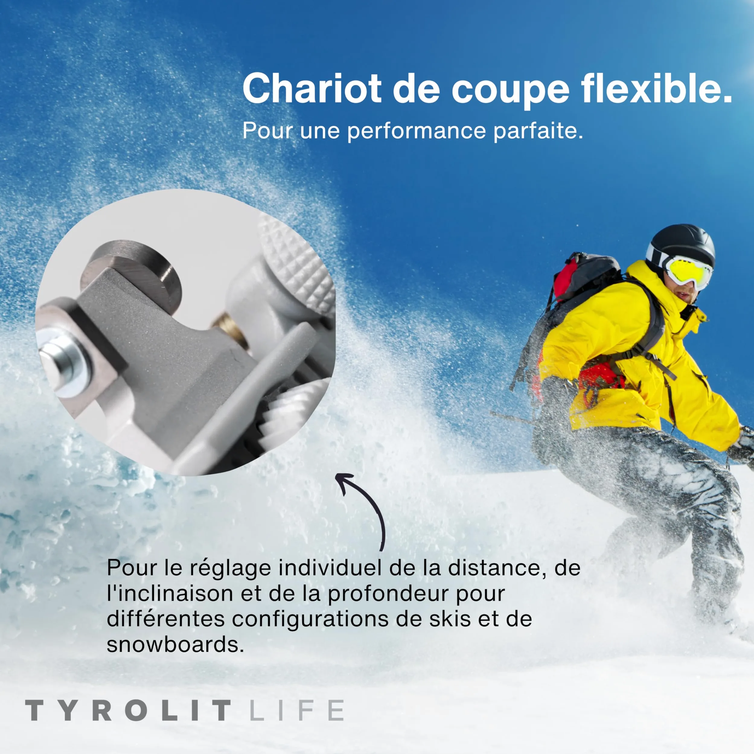 Tyrolit Life Décapeuse latérale - Usinage précis et délicat des bords pour ski et snowboard - La base parfaite pour des bords propres - Réglage flexible