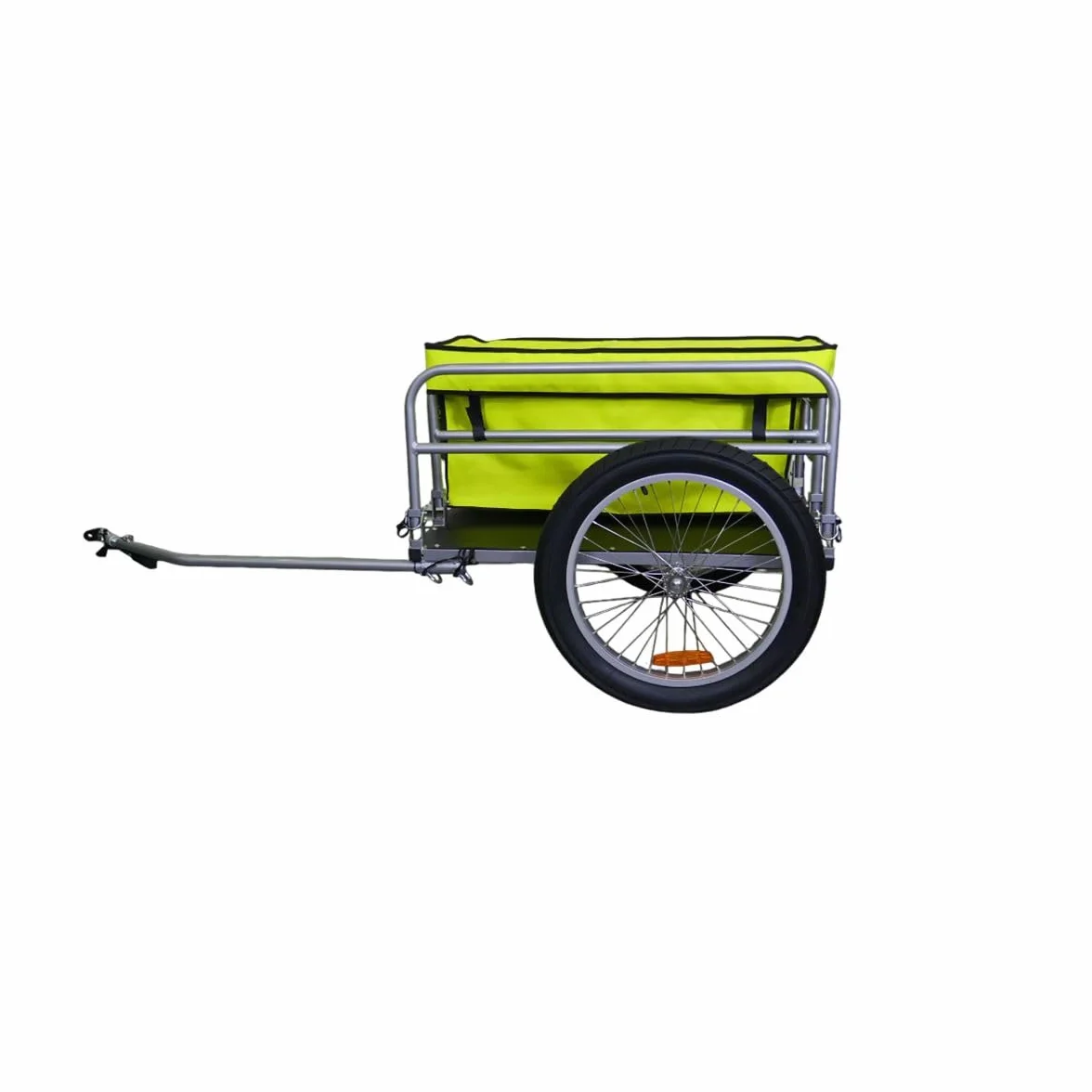 Remorque de Vélo Beach Aluminium Pliable 20" Roues Tout-Terrain Charge Max 60 kg Fixation sur Axe Roue