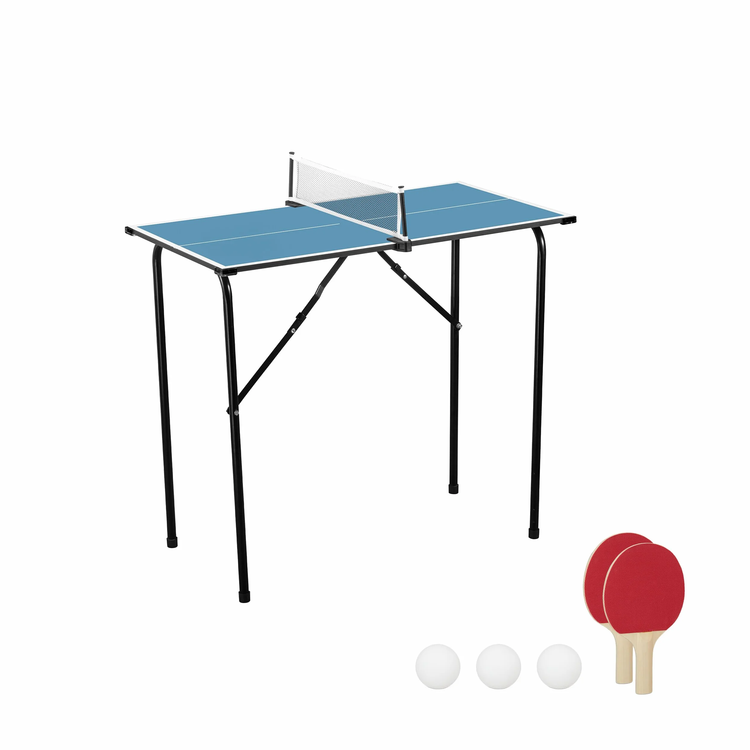 Relaxdays Mini Table de Ping-Pong Pliable 76 x 88 x 48 cm MDF Acier Bleue