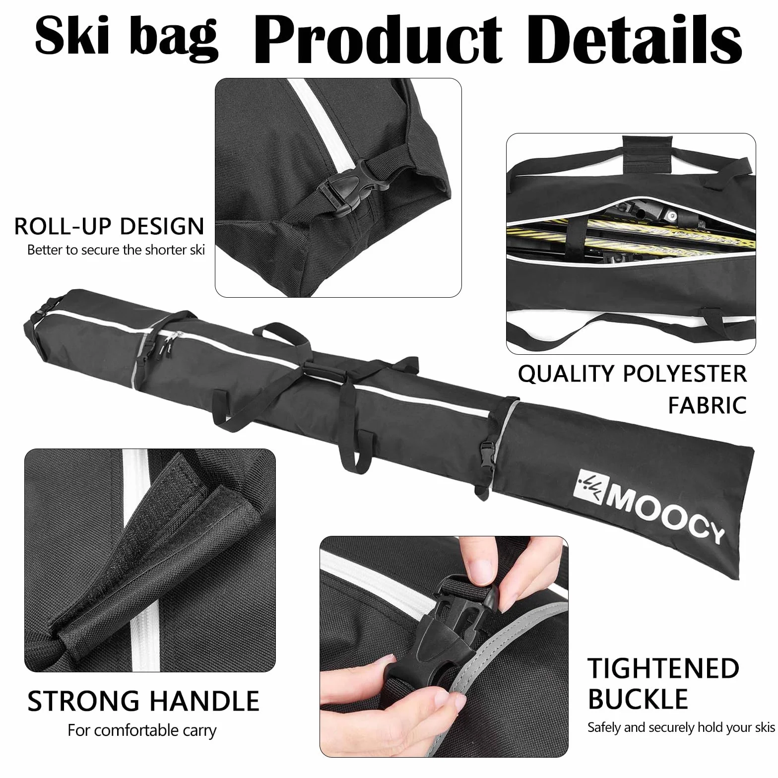 Aisny Ensemble sac à chaussures de ski 200 cm longueur réglable design à roulettes
