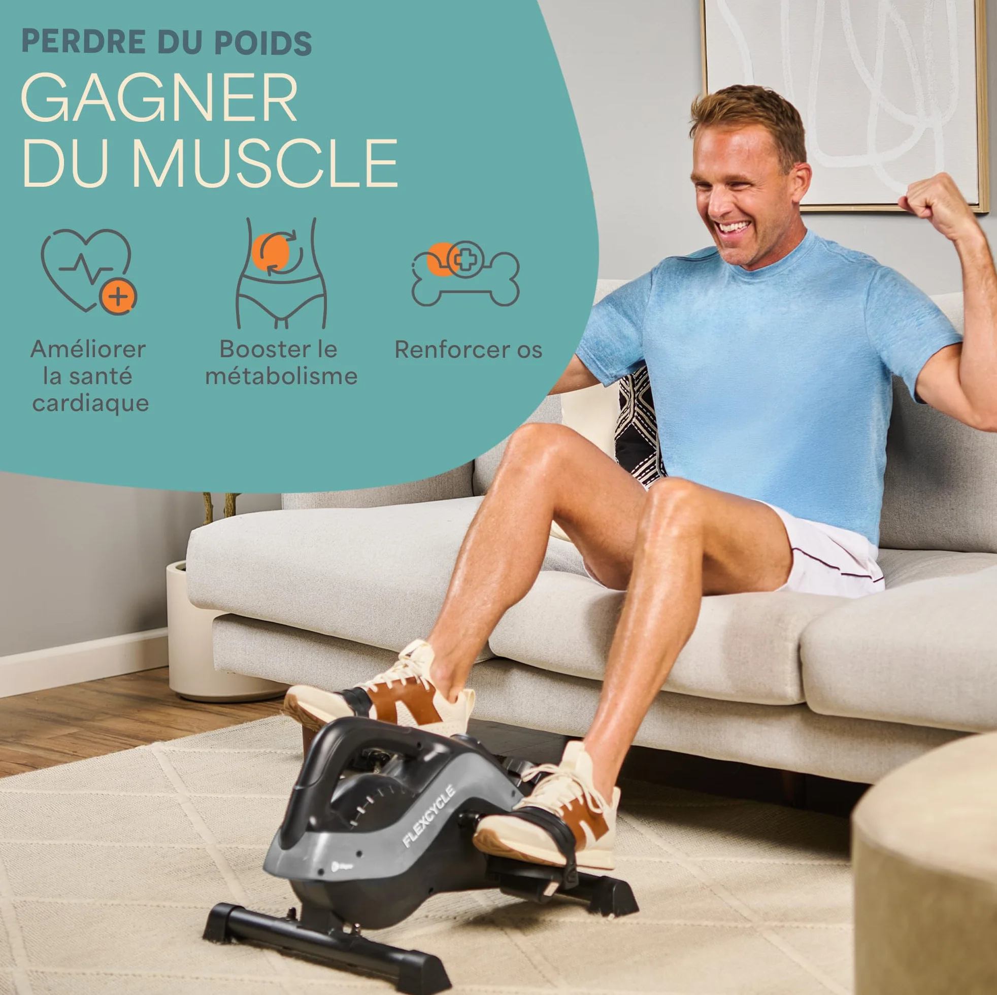 Lifepro Flexcycle Pédale d'exercice sous le Bureau – Vélo d'appartement magnétique avec écran LCD et bandes de résistance